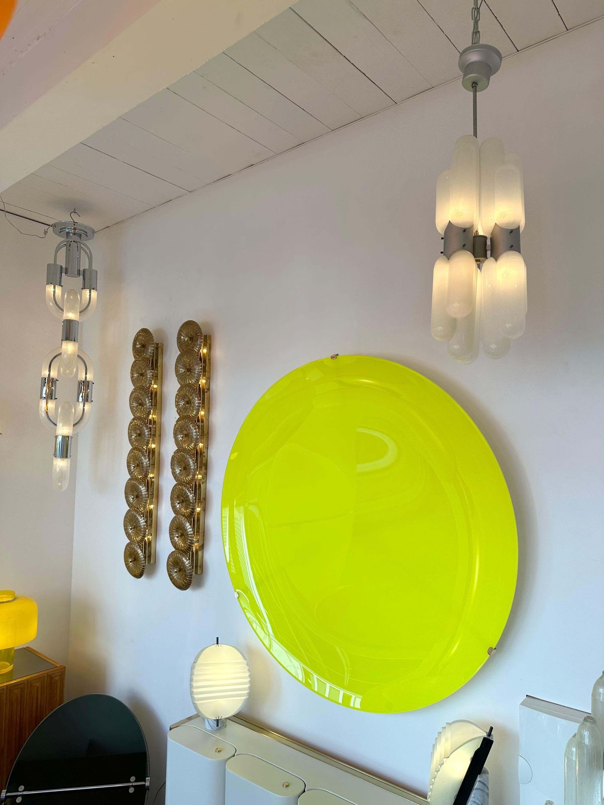 Chandelier Torpedo Murano Glass Metal By Carlo Nason For Mazzega, Italy, 1970s photo for sale