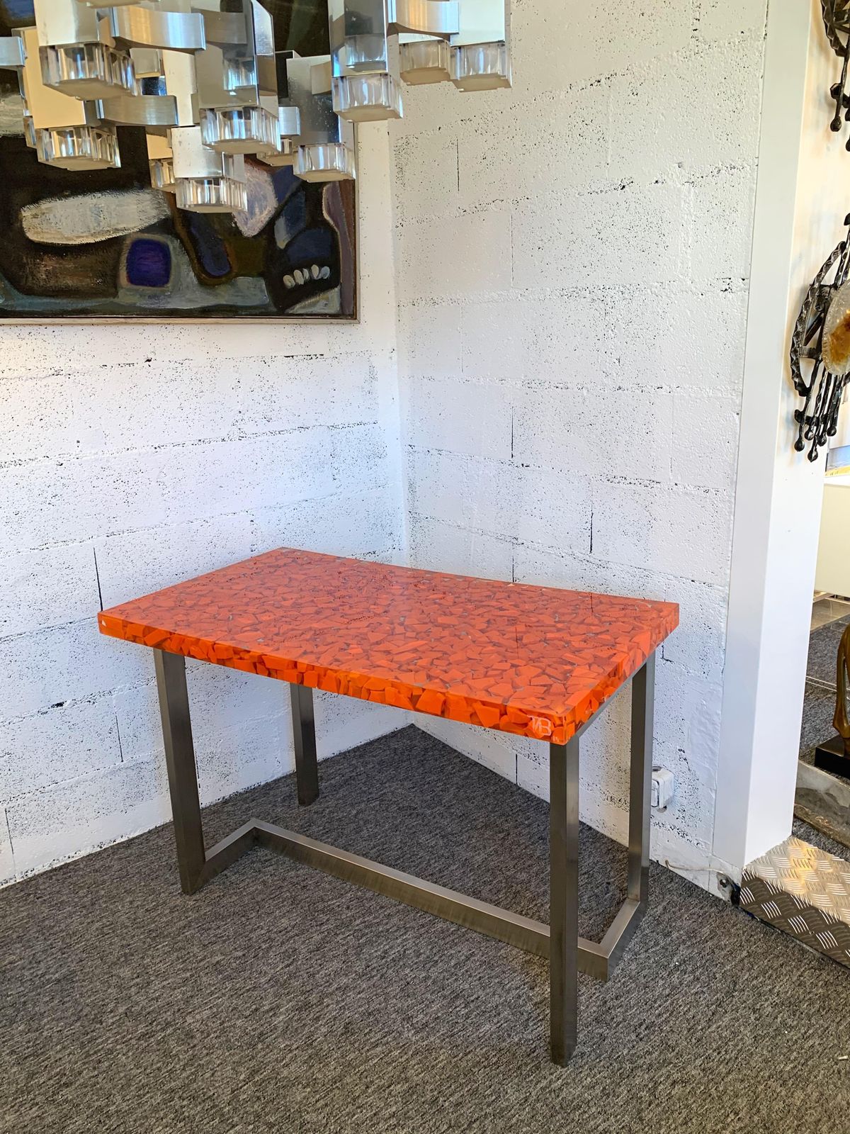 5388.0 Resin Fractal Inclusion Console Table Desk By Thomas Brant, France, 2014 photo