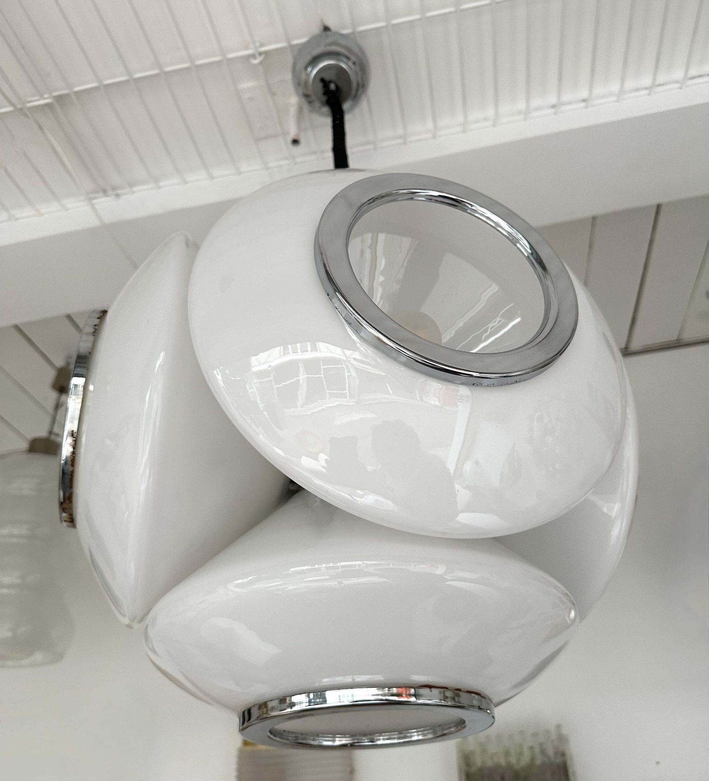 Satellite Murano Glass Metal Chrome Pendant Lightning By Reggiani, Italy, 1970s photo vinterior