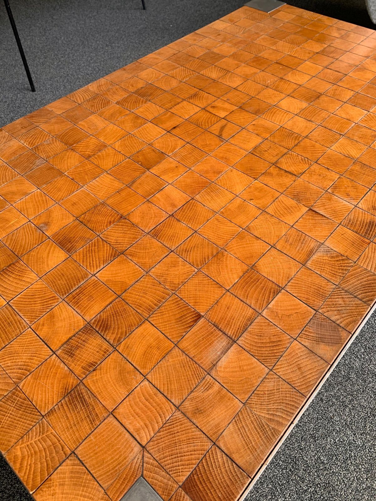 Coffee Table Wood Cube And Metal, France, 1970s photo vinterior