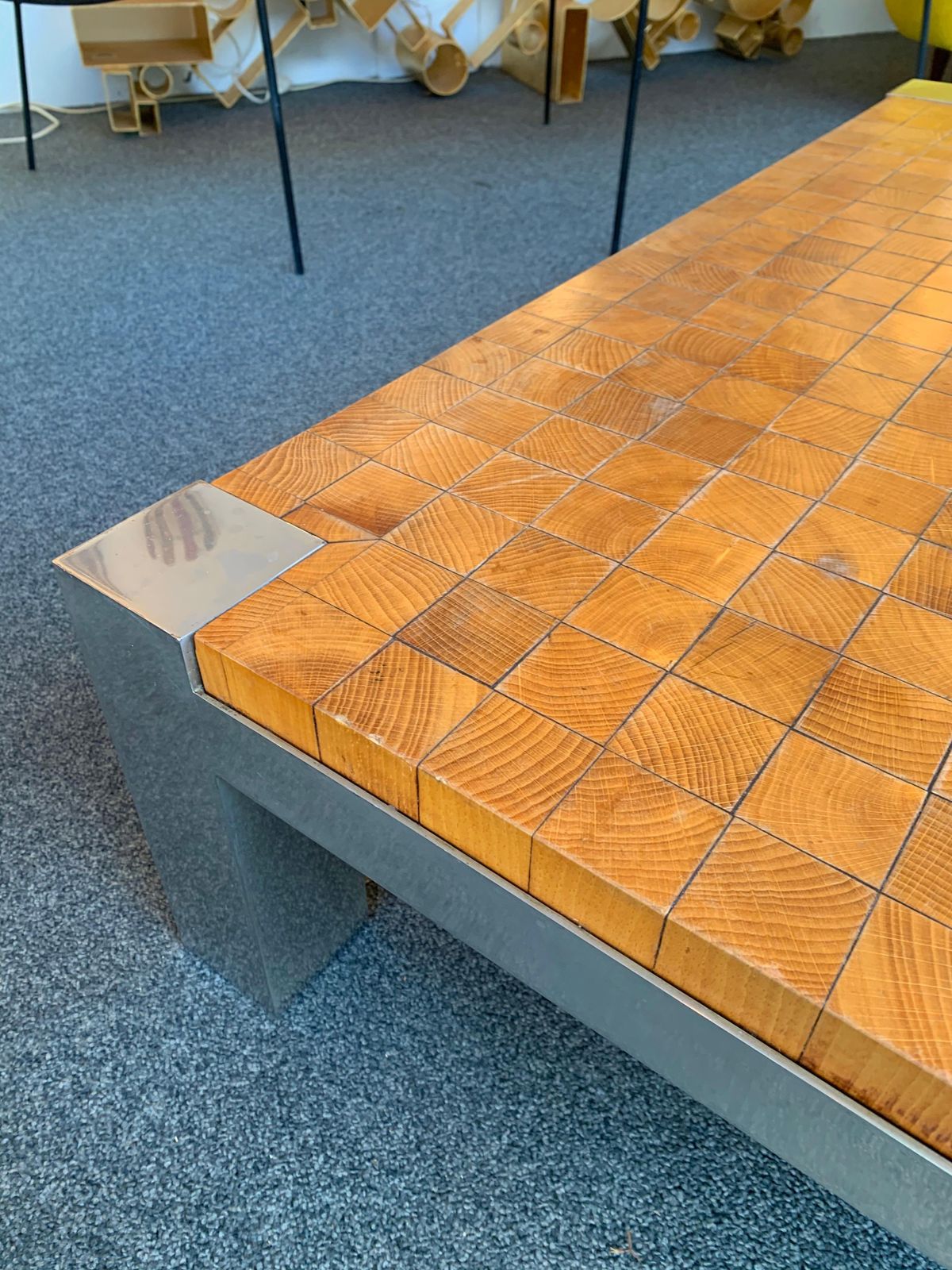 2566.0 Coffee Table Wood Cube And Metal, France, 1970s photo