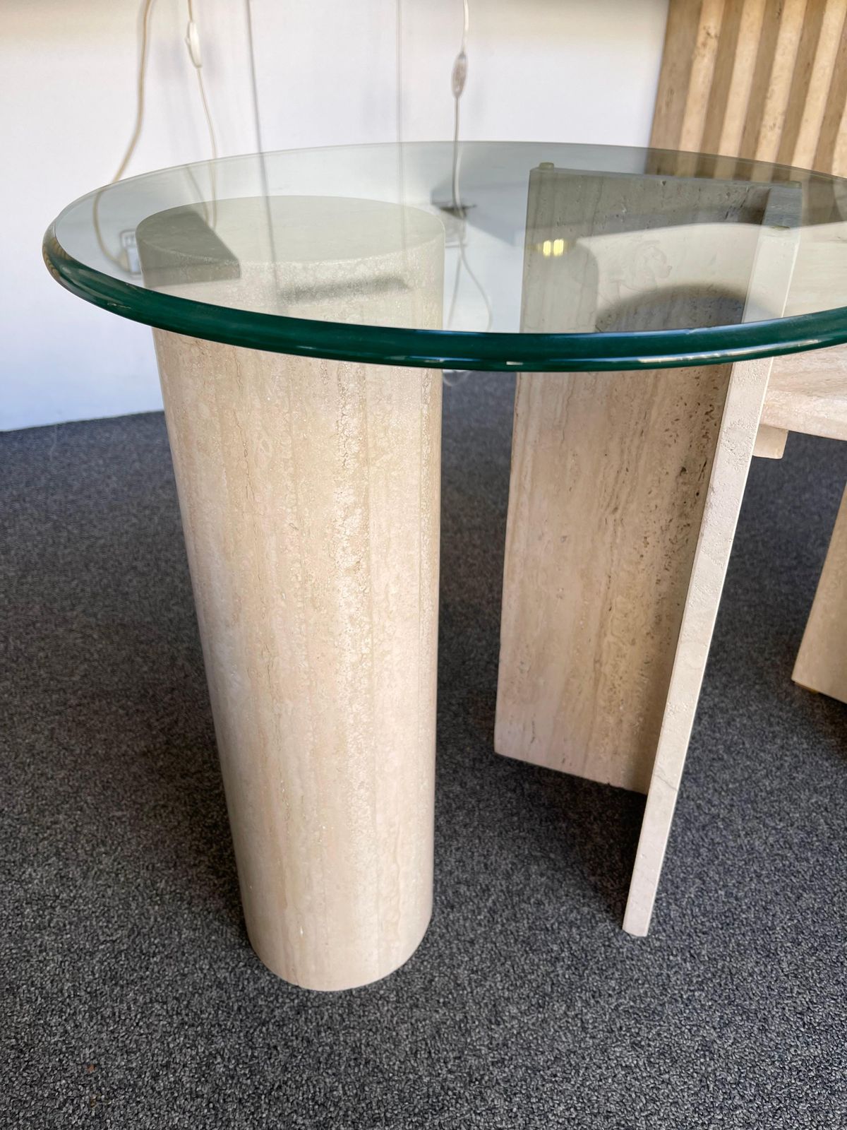 Mid Century Modern Travertine Sculpture Gueridon Table, Italy, 1980s photo vintage