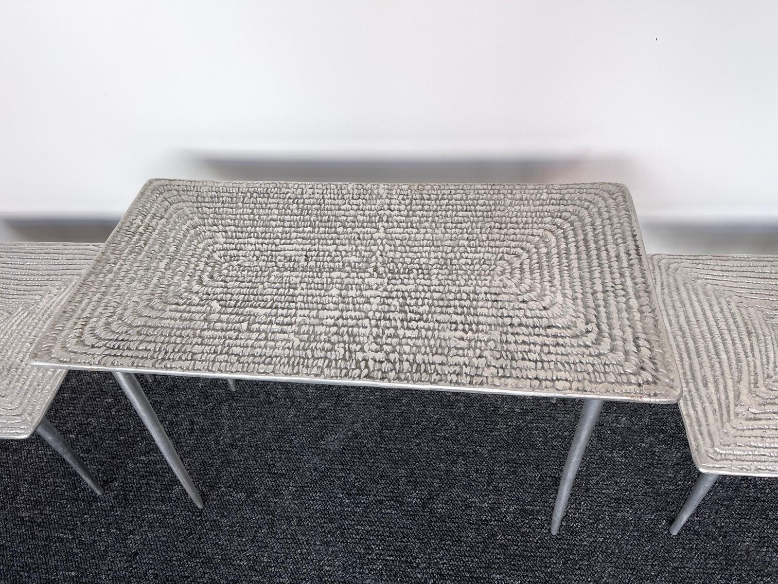 Set Of 3 Cast Metal Coffee Side Tables, Italy, 1990s photo for sale