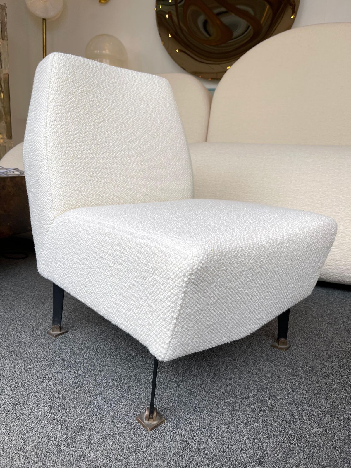 Pair Of Slipper Chairs Bouclé Fabric By Studio Apa For Lenzi, Italy, 1960s photo Furniture