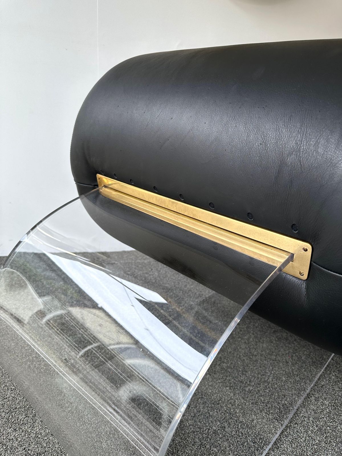 Space Age Pair Of Lucite Leather Slipper Chairs By Marzio Cecchi, Italy, 1970s photo 25657.0