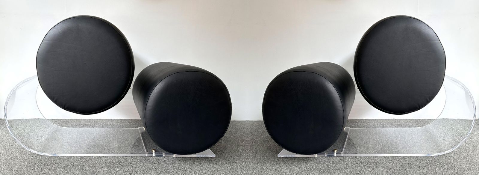 25657.0 Space Age Pair Of Lucite Leather Slipper Chairs By Marzio Cecchi, Italy, 1970s photo