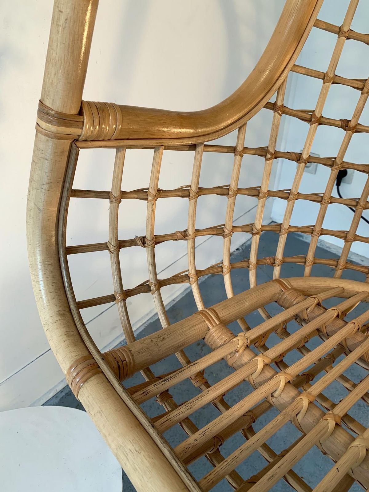 Rattan Egg Cage Armchair, Italy, 1980s photo for sale