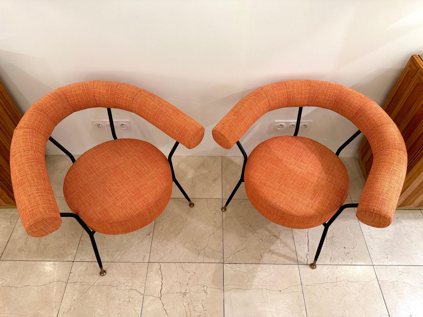 photo for sale Mid Century Modern Pair Of Armchairs By Ipe Bologne, Italy, 1950s