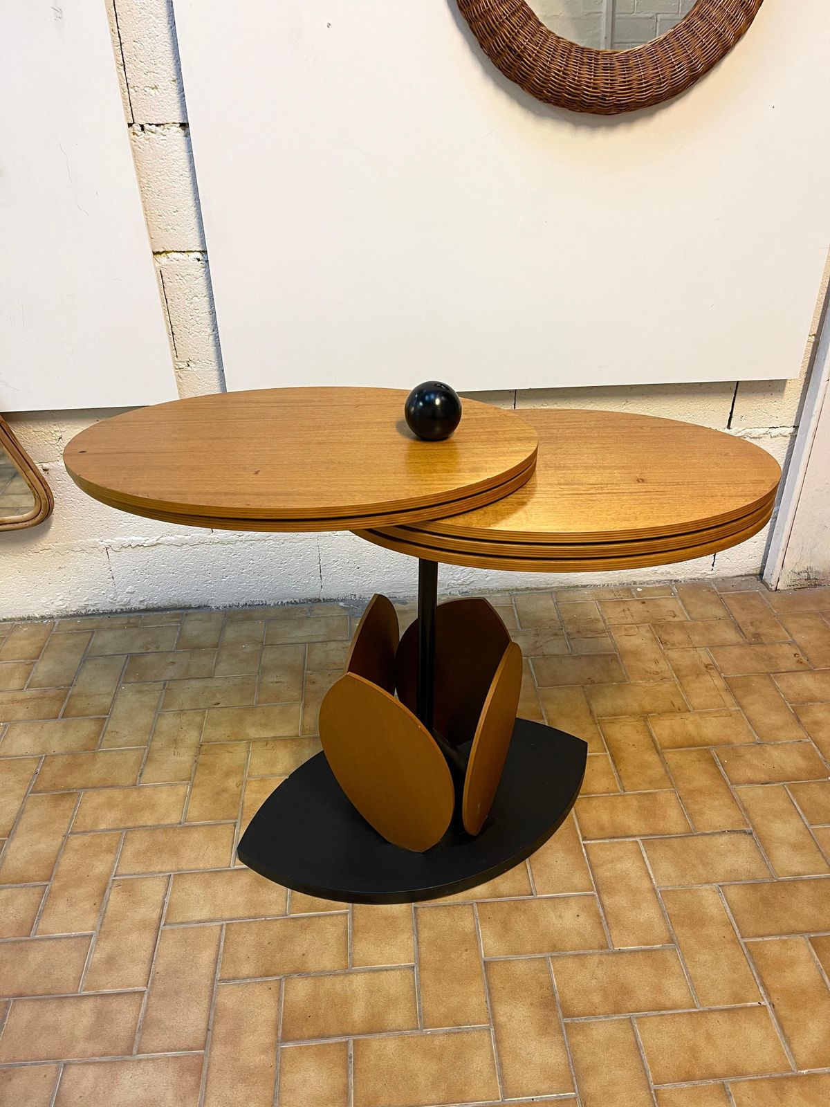 Wood Flower Modular Table. Italy, 1980s photo vintage