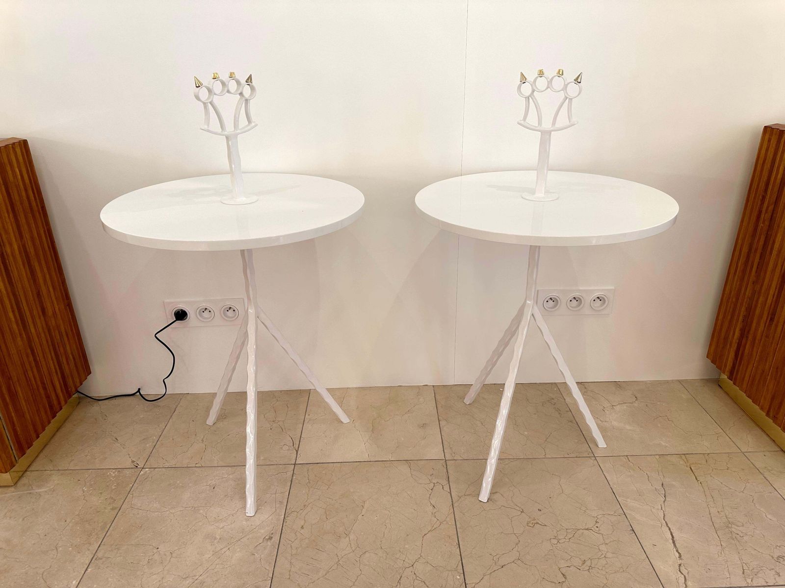 Contemporary White Lacquered And Brass Bastard Table, Italy photo Furniture