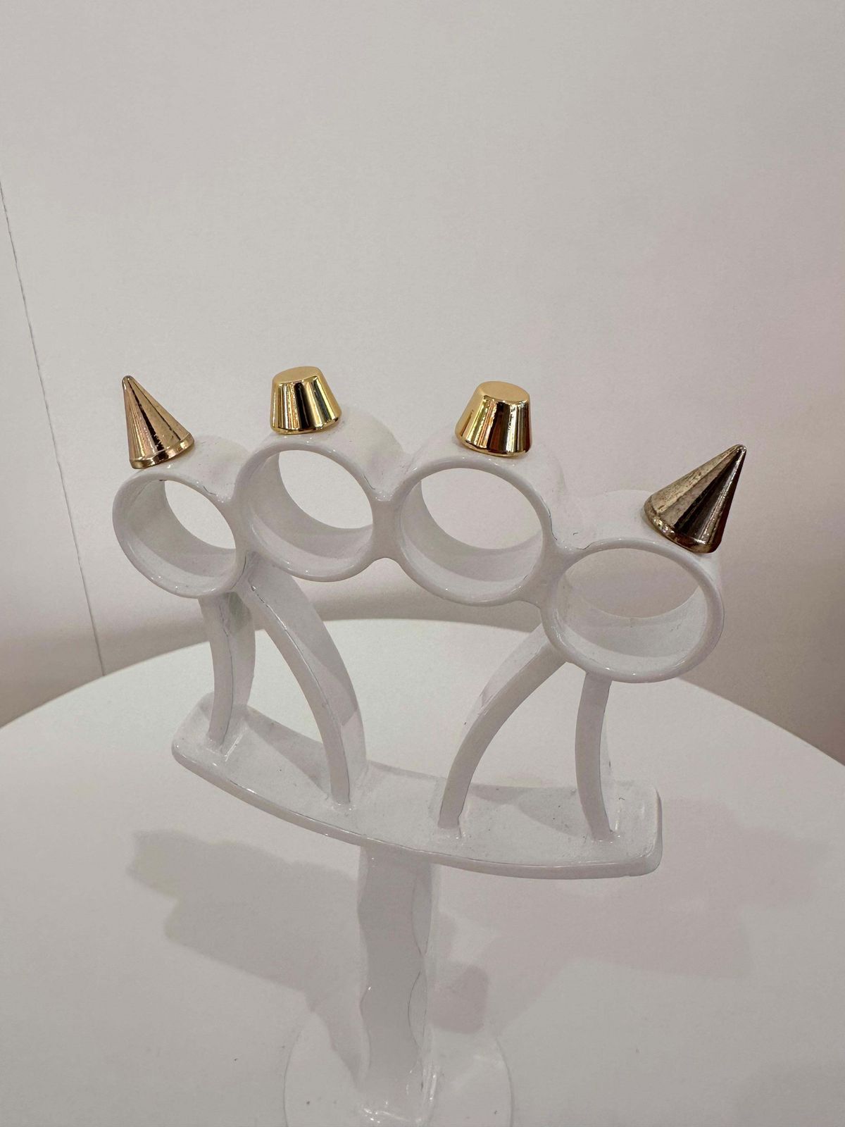 Contemporary White Lacquered And Brass Bastard Table, Italy photo vinterior