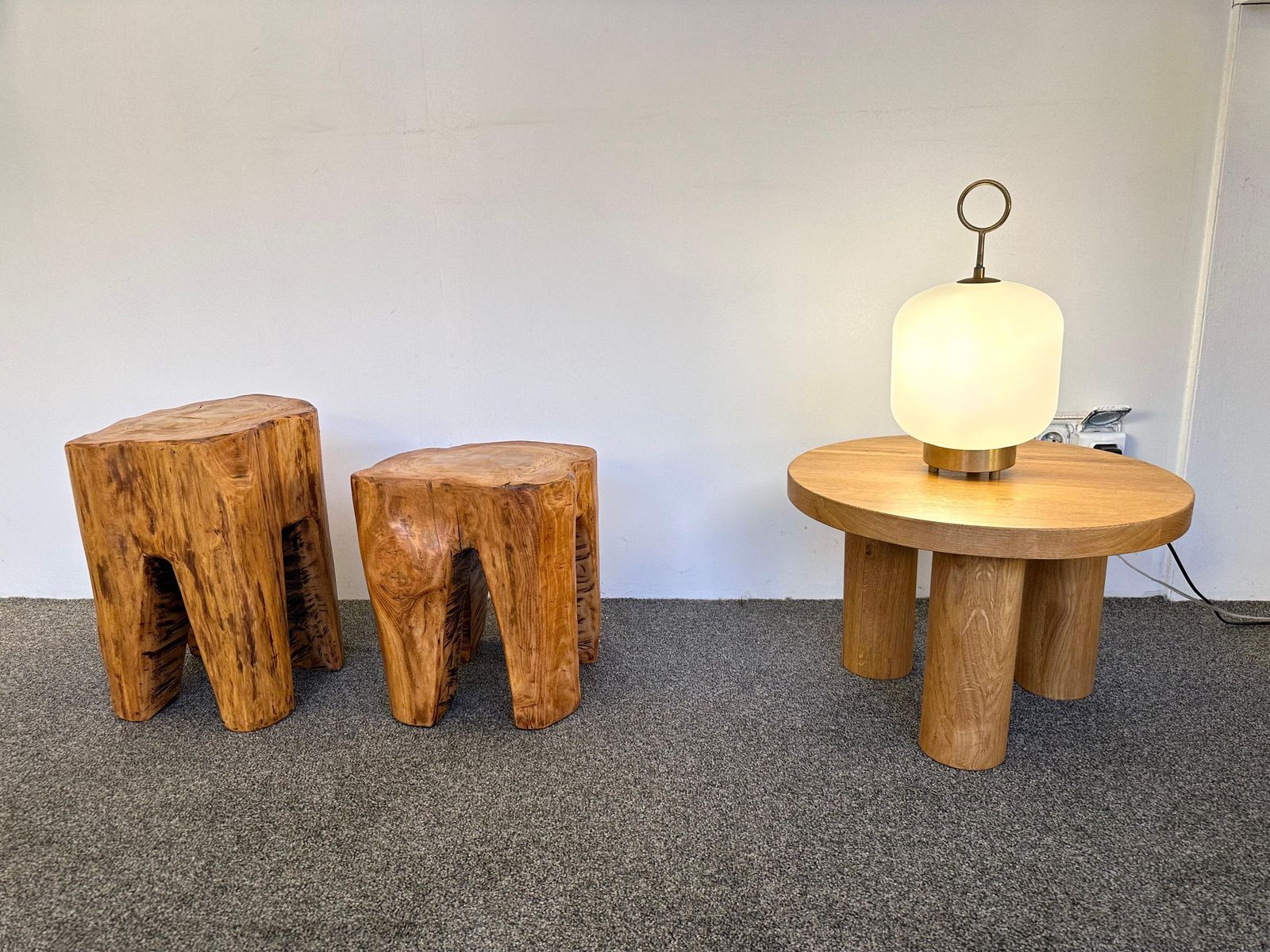 Pair Of Massive Walnut Wood Side Tables. France, 1960s photo Furniture