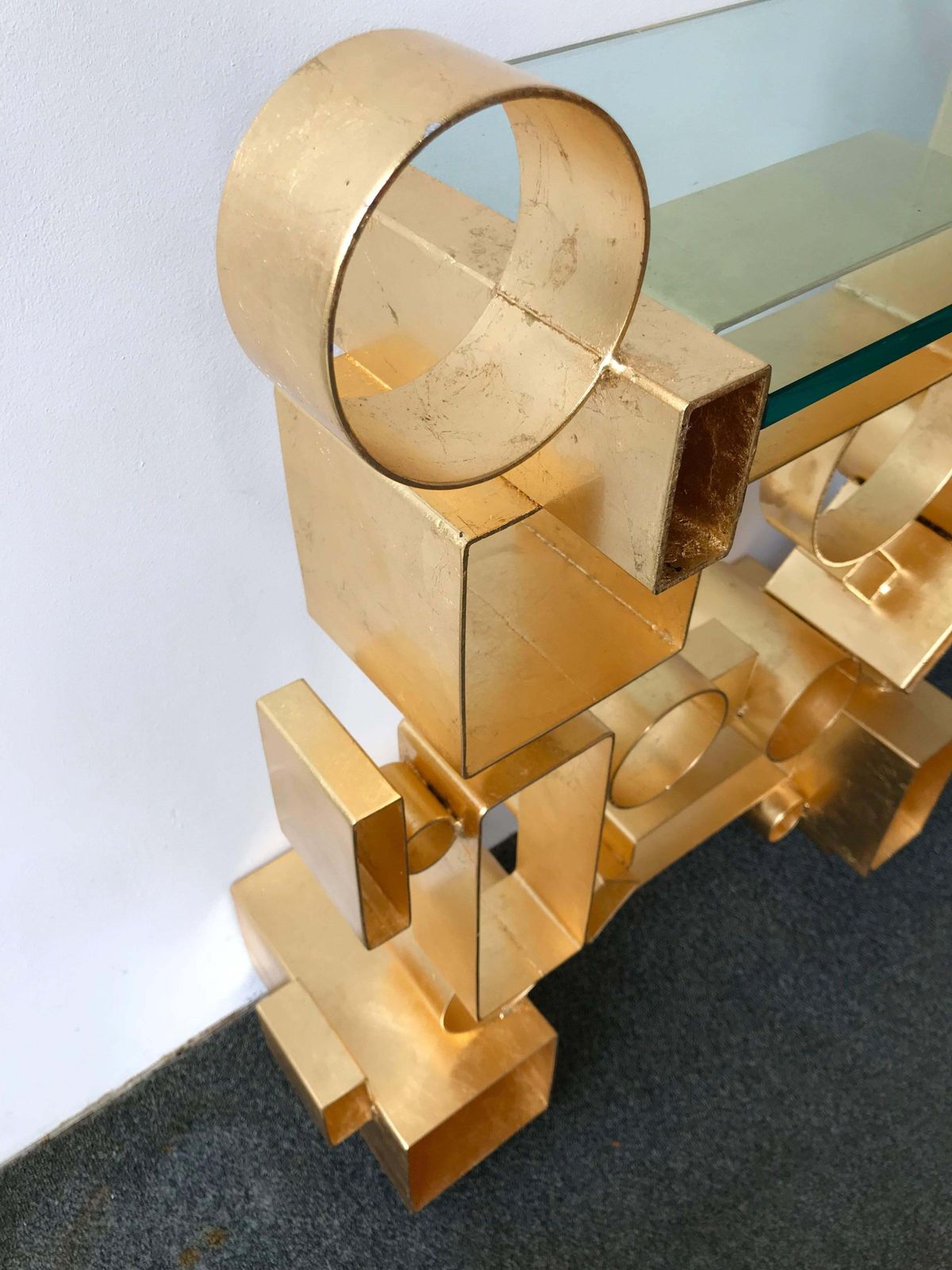 Furniture Contemporary Pair Of Console Geometry By Antonio Cagianelli, Italy photo