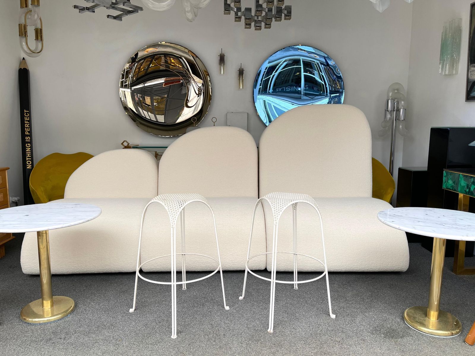 Pair Of Bar Stools Metal Perforated By Maurizio Tempestini, Italy, 1950s photo 2395.0