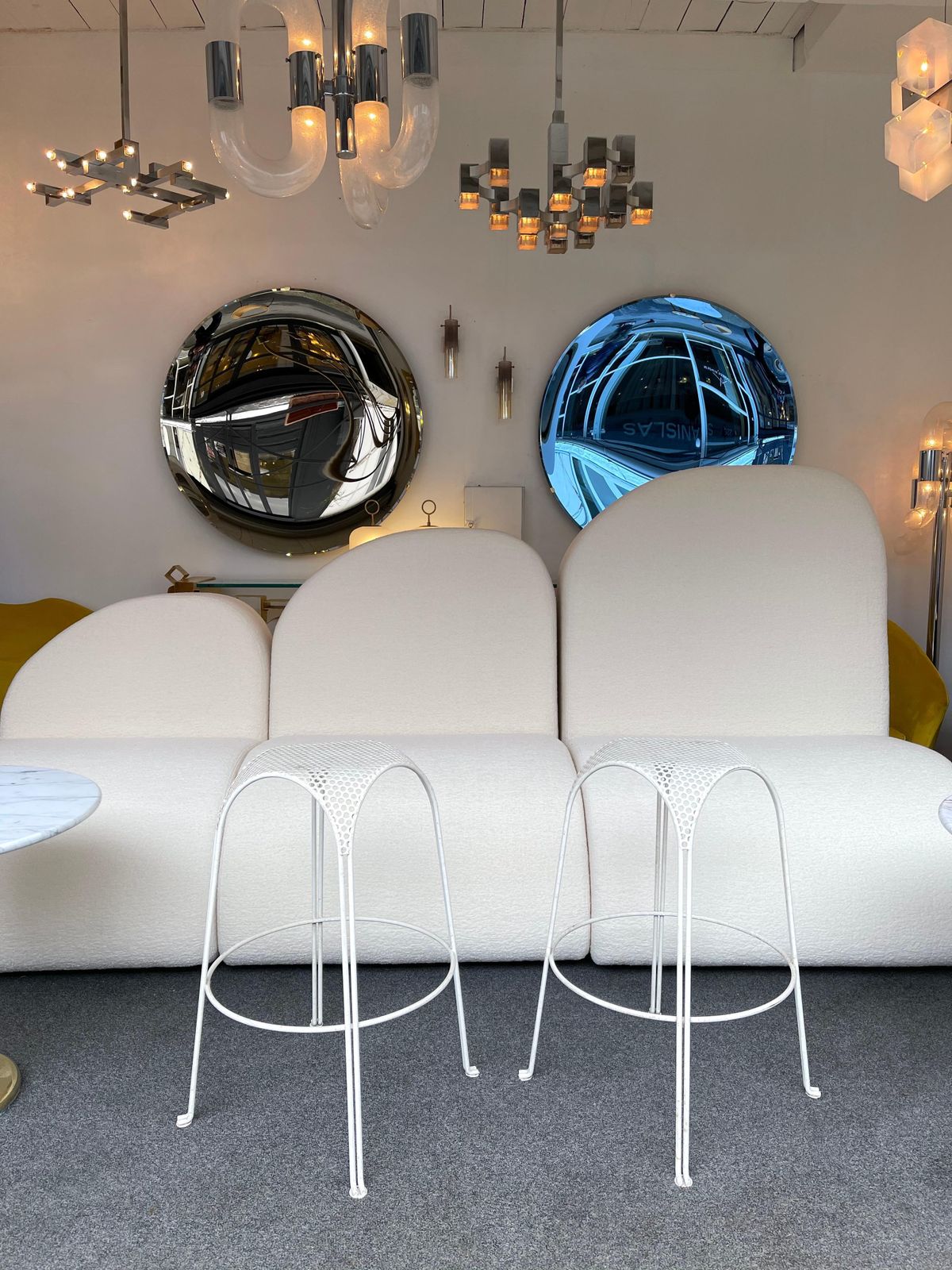 2395.0 Pair Of Bar Stools Metal Perforated By Maurizio Tempestini, Italy, 1950s photo