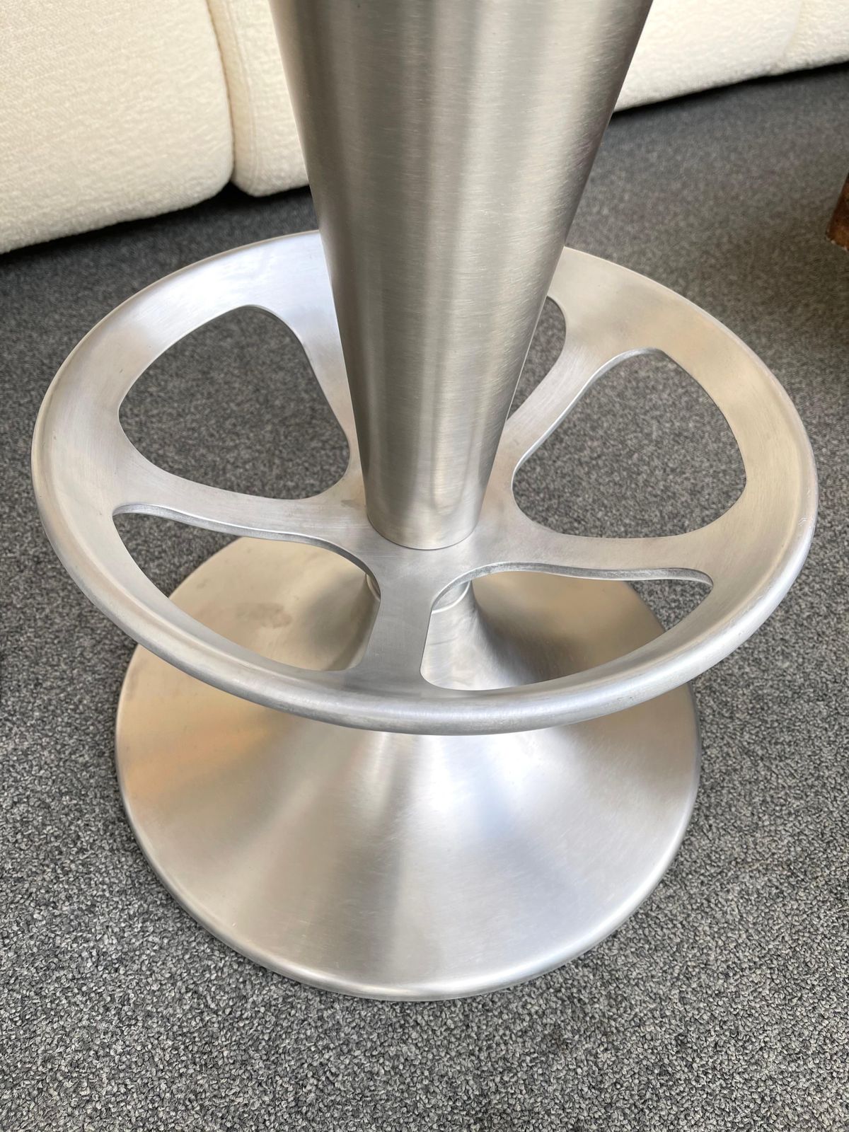 Pair Of Stainless Steel Metal Cone Bar Stools, Italy, 1990s photo buy