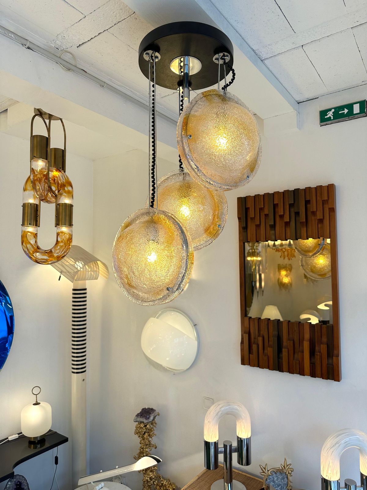Planetarium Chandelier Amber Murano Glass And Metal By Veart, Italy, 1970s photo Lighting
