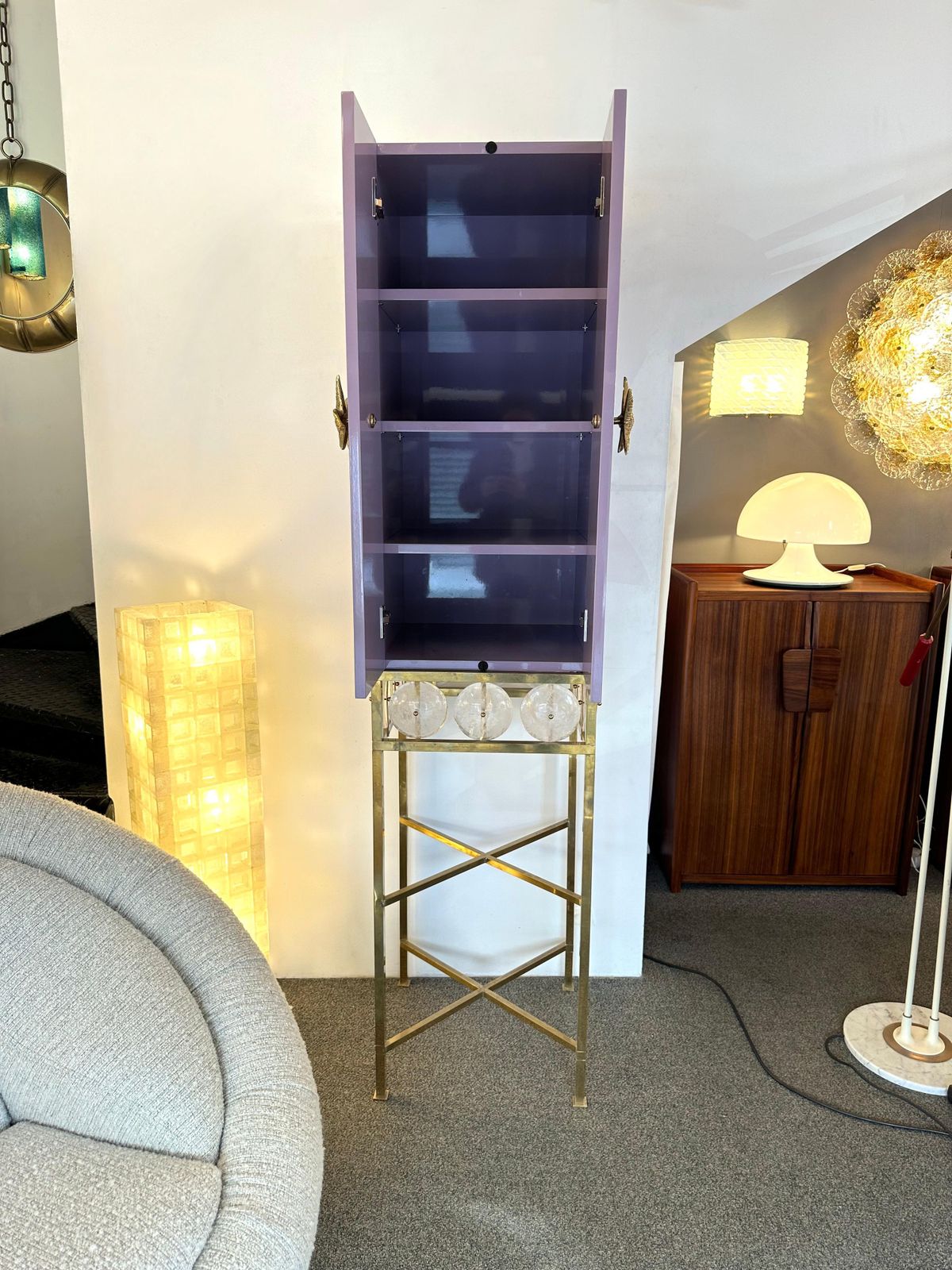 photo for sale Contemporary Lacquered Brass Starfish And Rock Crystal Cabinet. Italy
