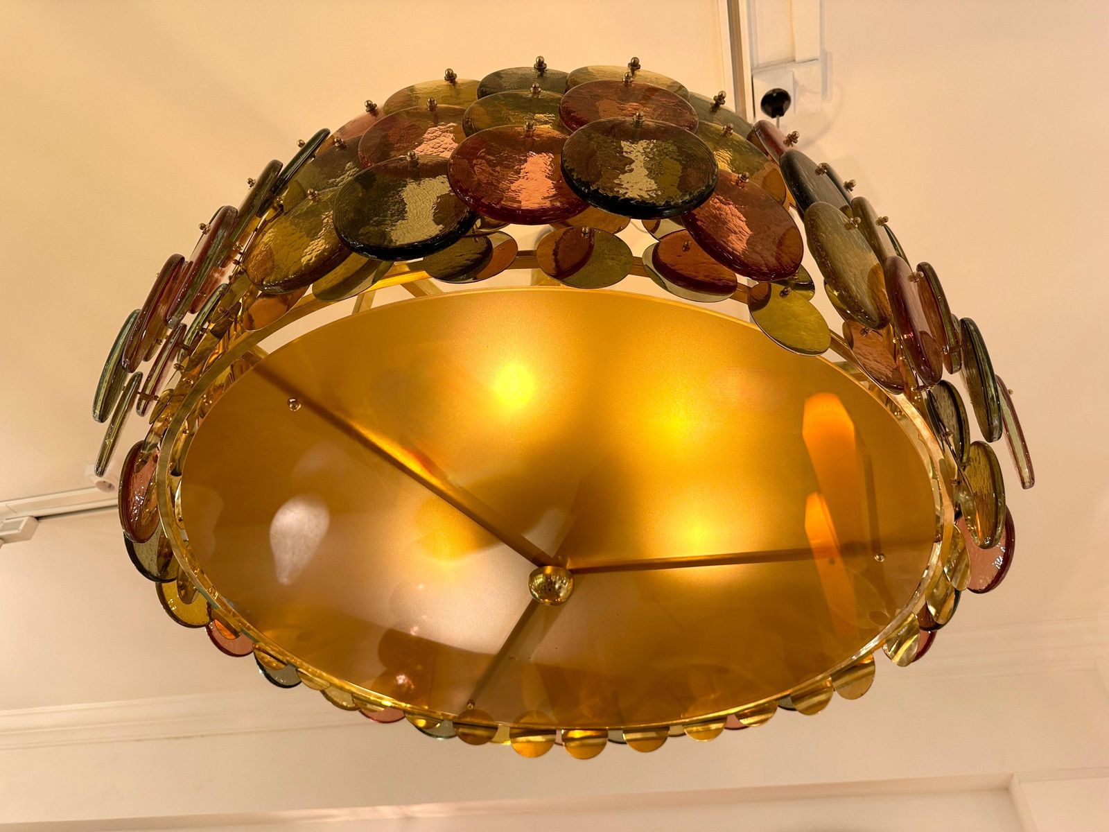 Contemporary Circle Candy Chandelier Brass And Murano Glass , Italy photo 7697.0