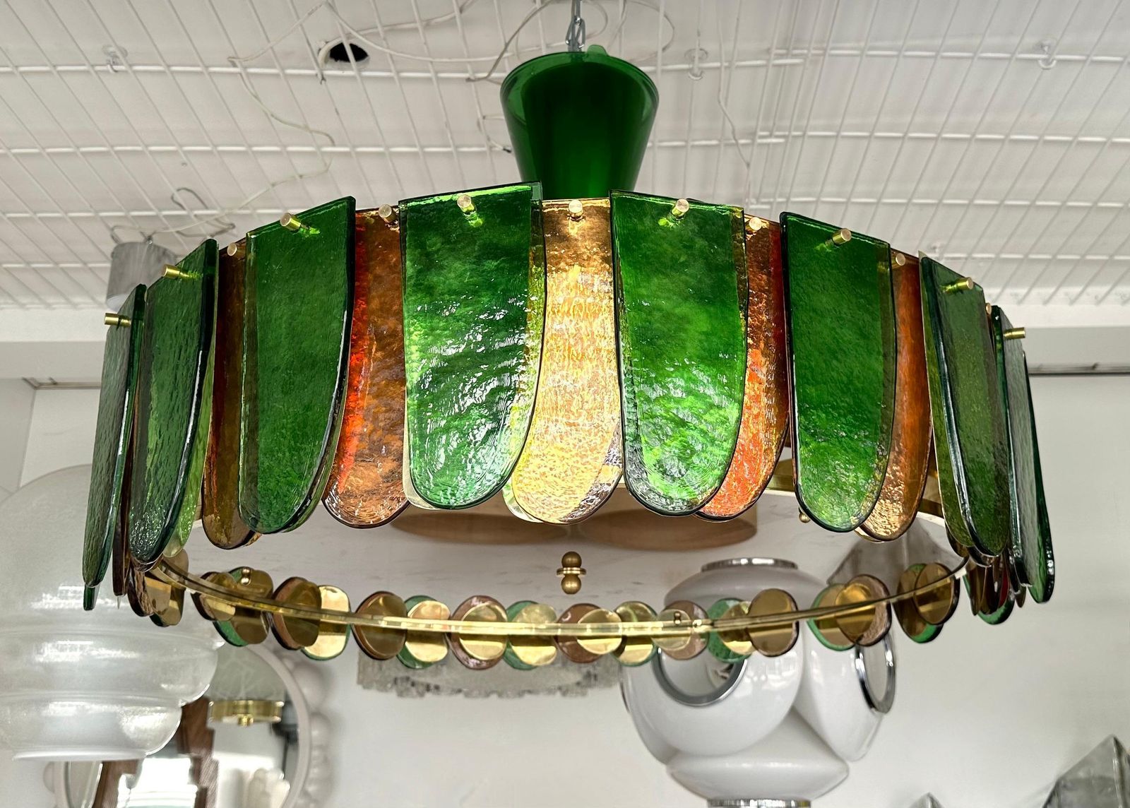 Contemporary Chandelier Brass And Murano Glass Blade, Italy photo furniture
