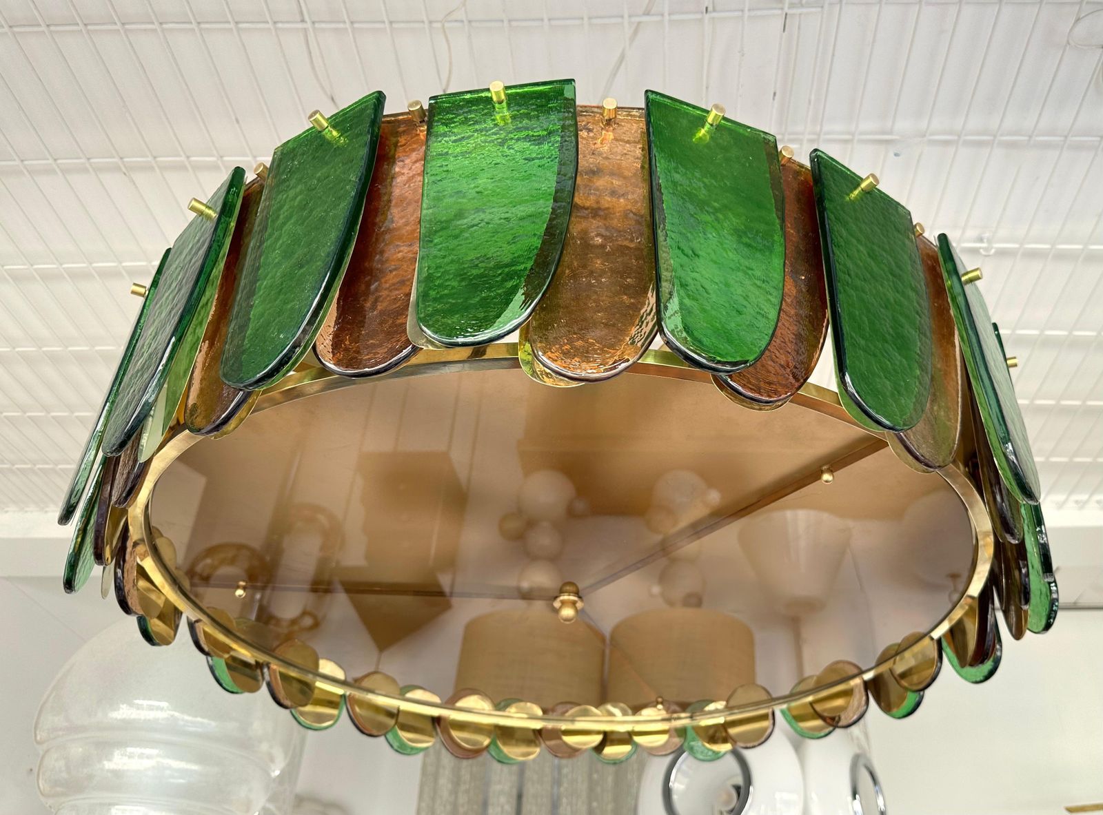 Contemporary Chandelier Brass And Murano Glass Blade, Italy photo vinterior