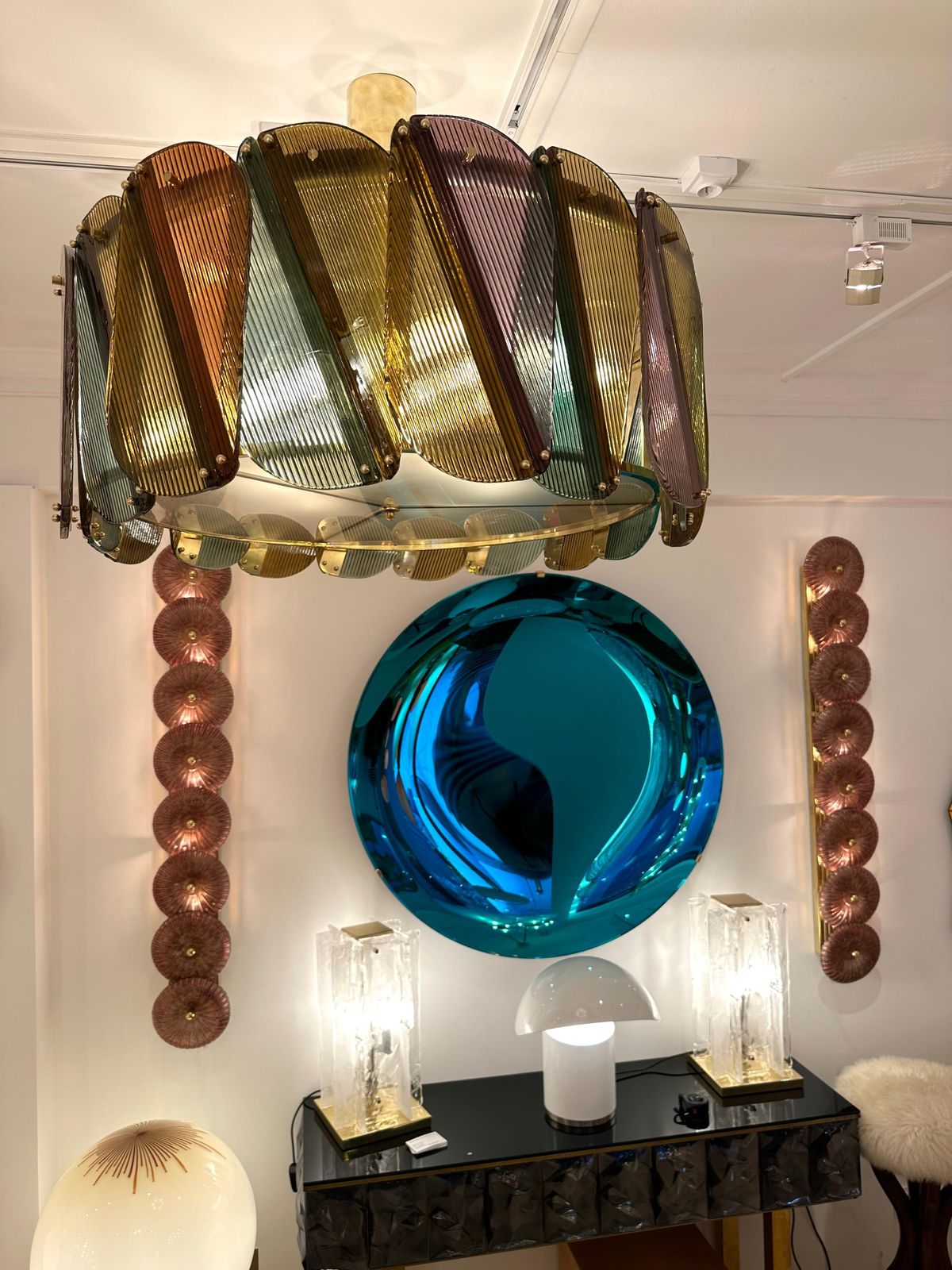 Contemporary Harlequin Chandelier Brass And Murano Glass , Italy photo furniture