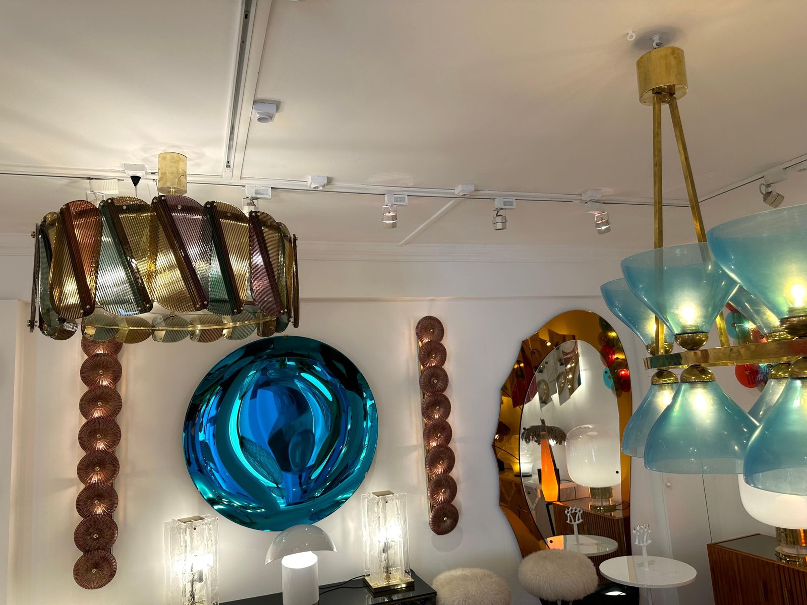 Contemporary Harlequin Chandelier Brass And Murano Glass , Italy photo buy