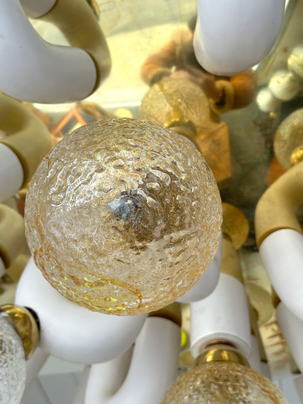 photo buy Large Contemporary U Ceramic Chandelier Brass And Murano Glass , Italy