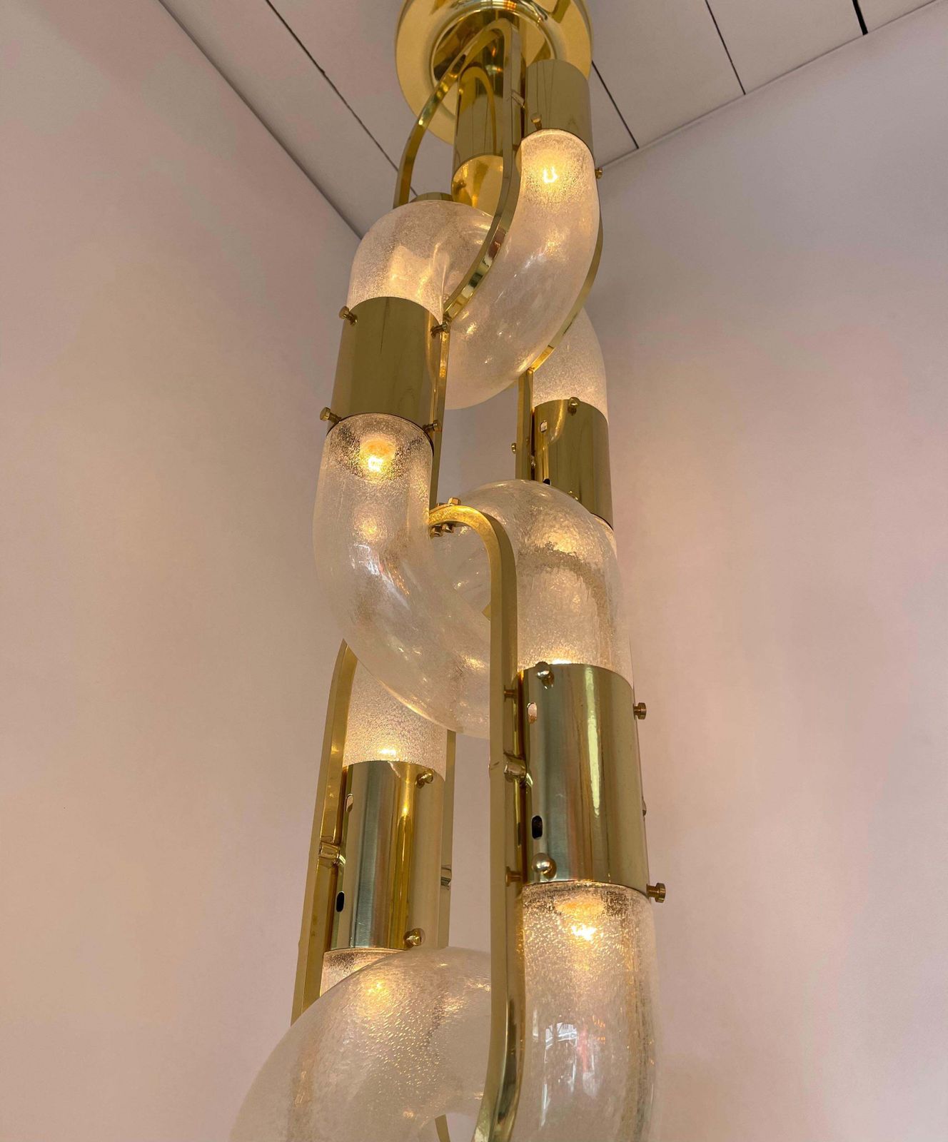 Brass Chandelier Murano Glass By Aldo Nason For Mazzega, Italy, 1970s photo buy