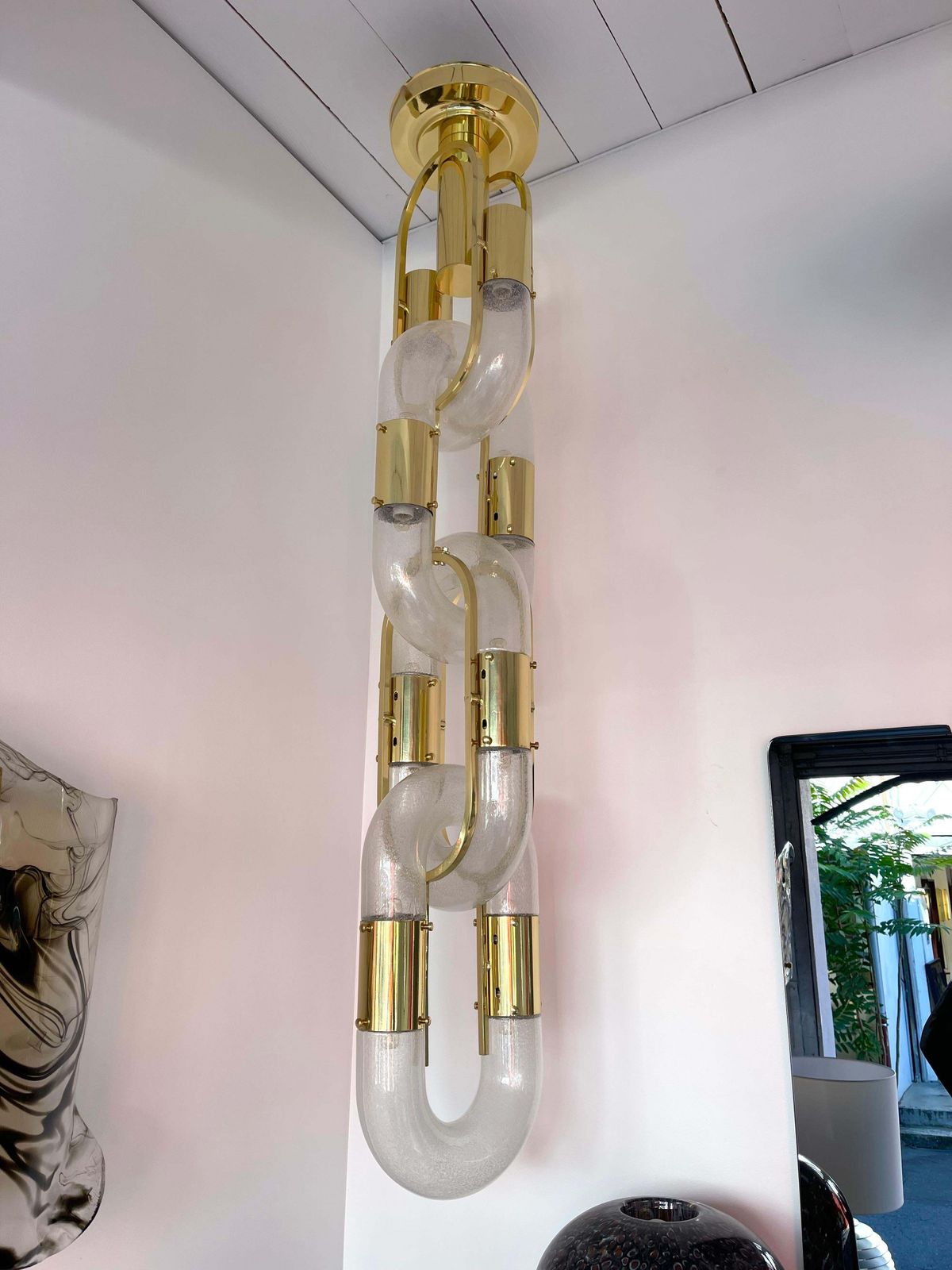 photo furniture Brass Chandelier Murano Glass By Aldo Nason For Mazzega, Italy, 1970s