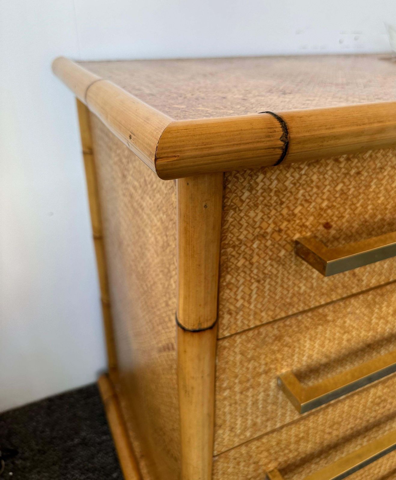 5559.0 Bamboo Rattan Brass Chest Of Drawers By Vivai Del Sud. Italy, 1970s photo