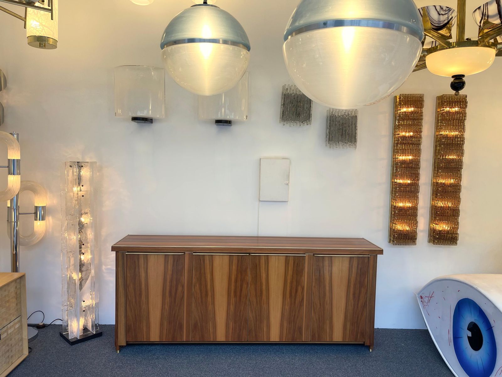 Wood And Brass Sideboard, Italy, 1980s photo 9408.0