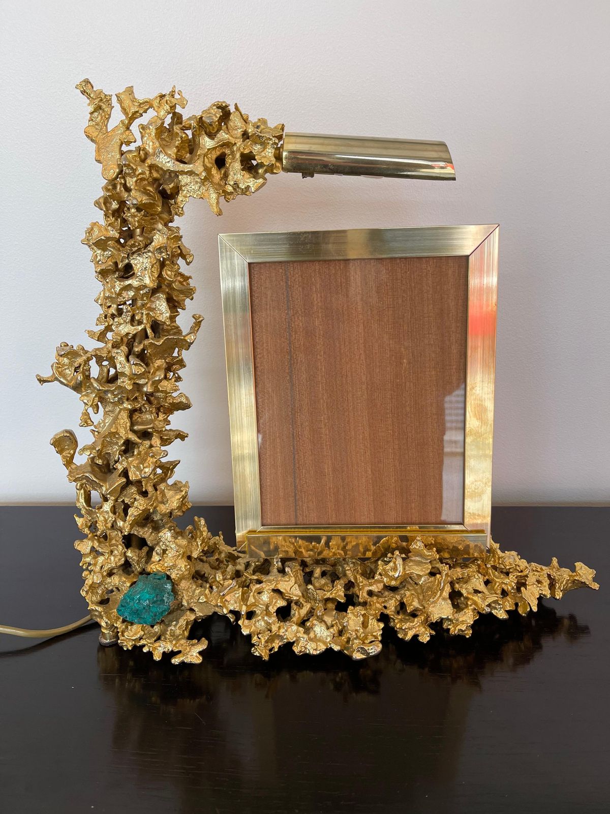 Large Gilt Bronze And Dioptase Lamp Picture Frame By Boeltz, France, 1970s photo furniture