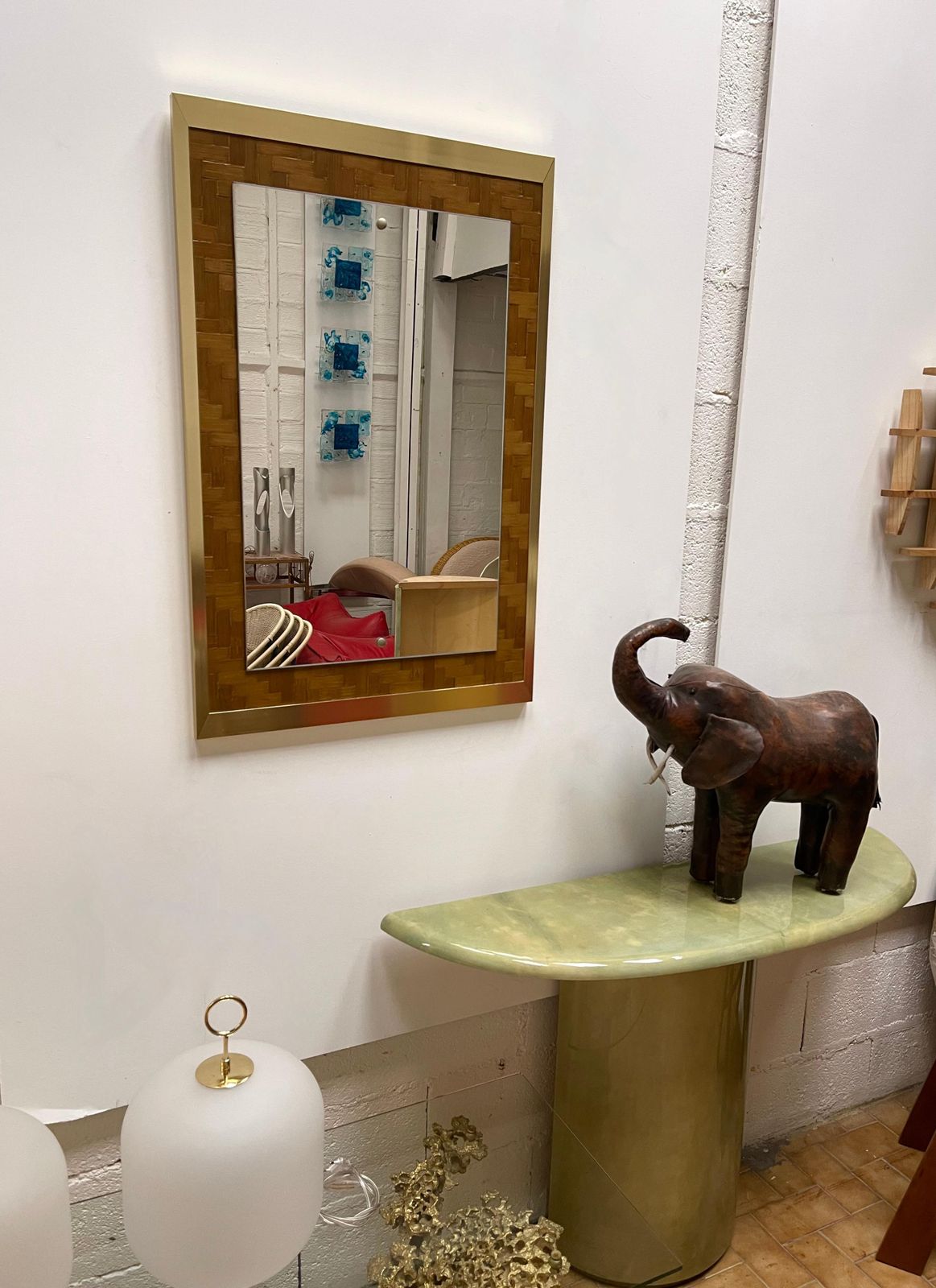 Bamboo And Brass Mirror By Dal Vera, Italy, 1970s photo vintage