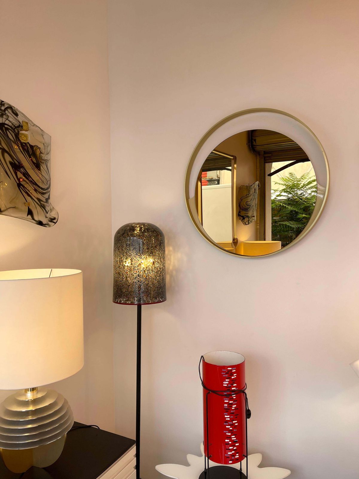 2822.0 Brass Round Mirror Gold Tinted Glass By Modernindustria, Italy, 1970s photo