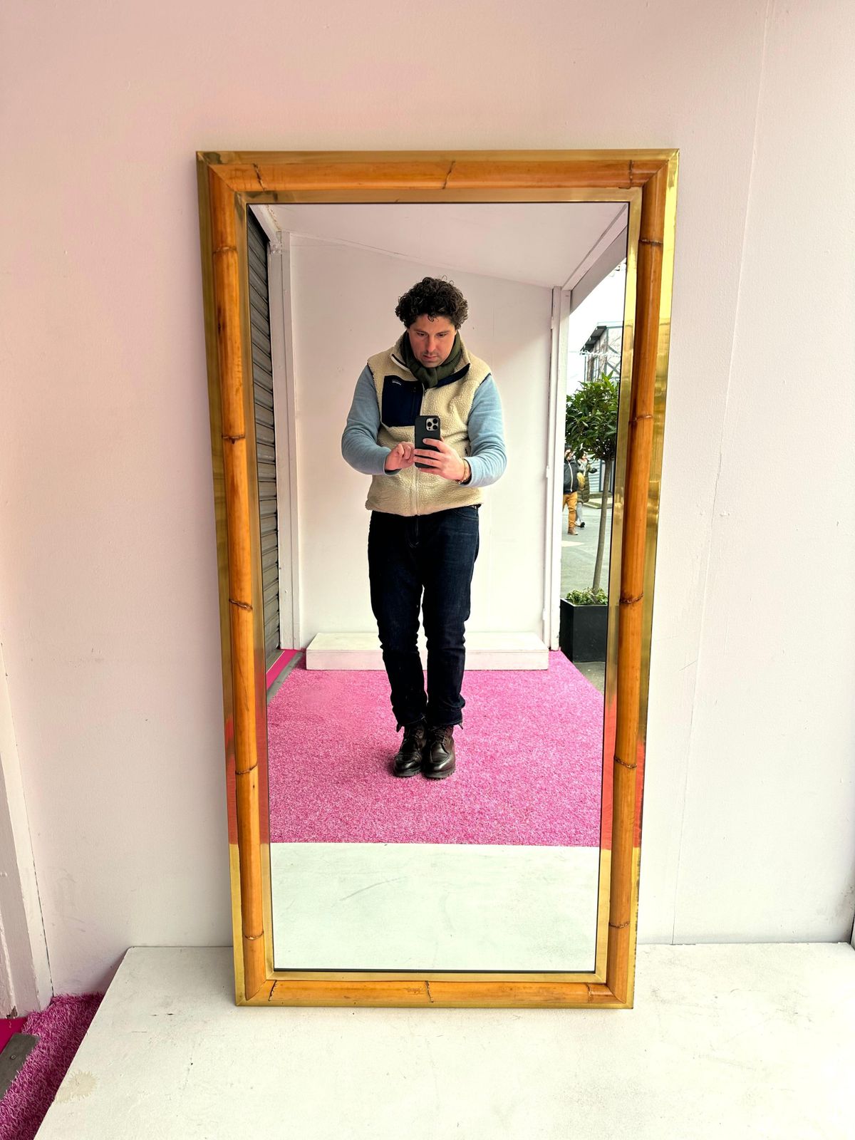 photo furniture Mirror Bamboo And Brass, Galerie Maison Et Jardin, France, 1970s