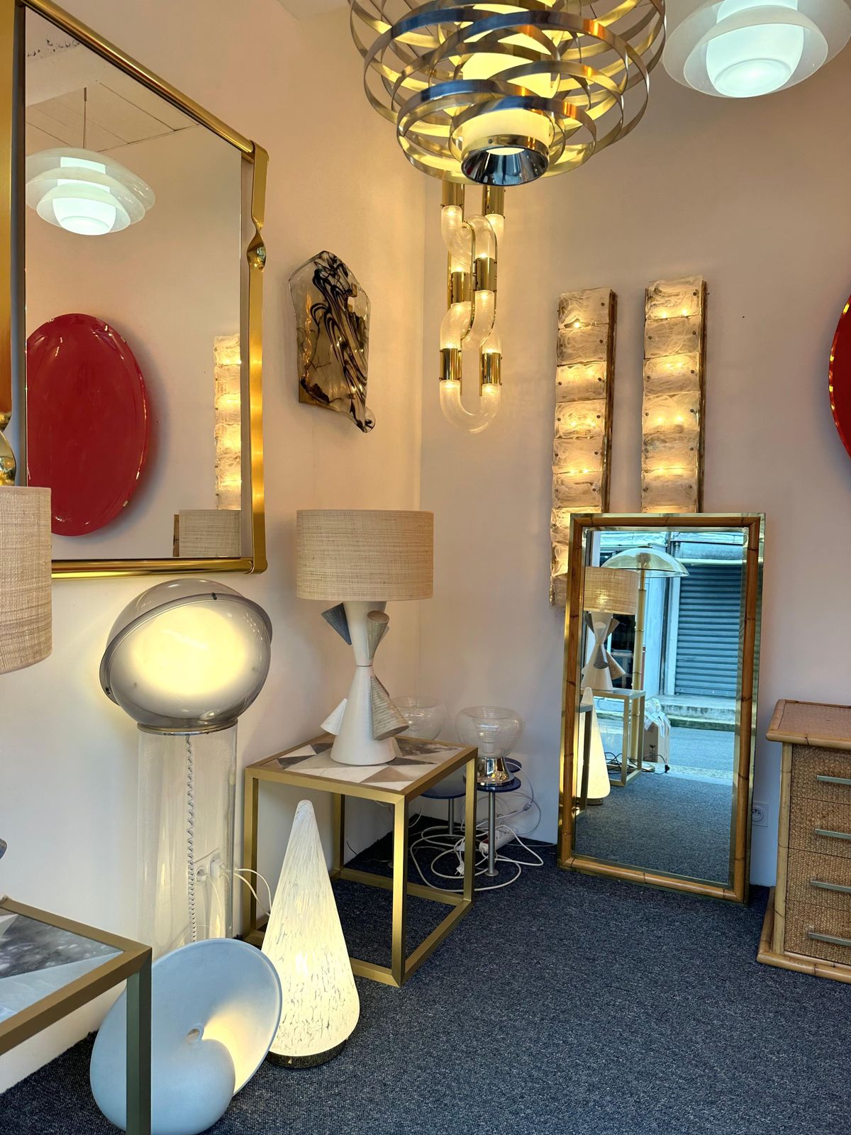 Home Decor Mirror Bamboo And Brass, Galerie Maison Et Jardin, France, 1970s photo