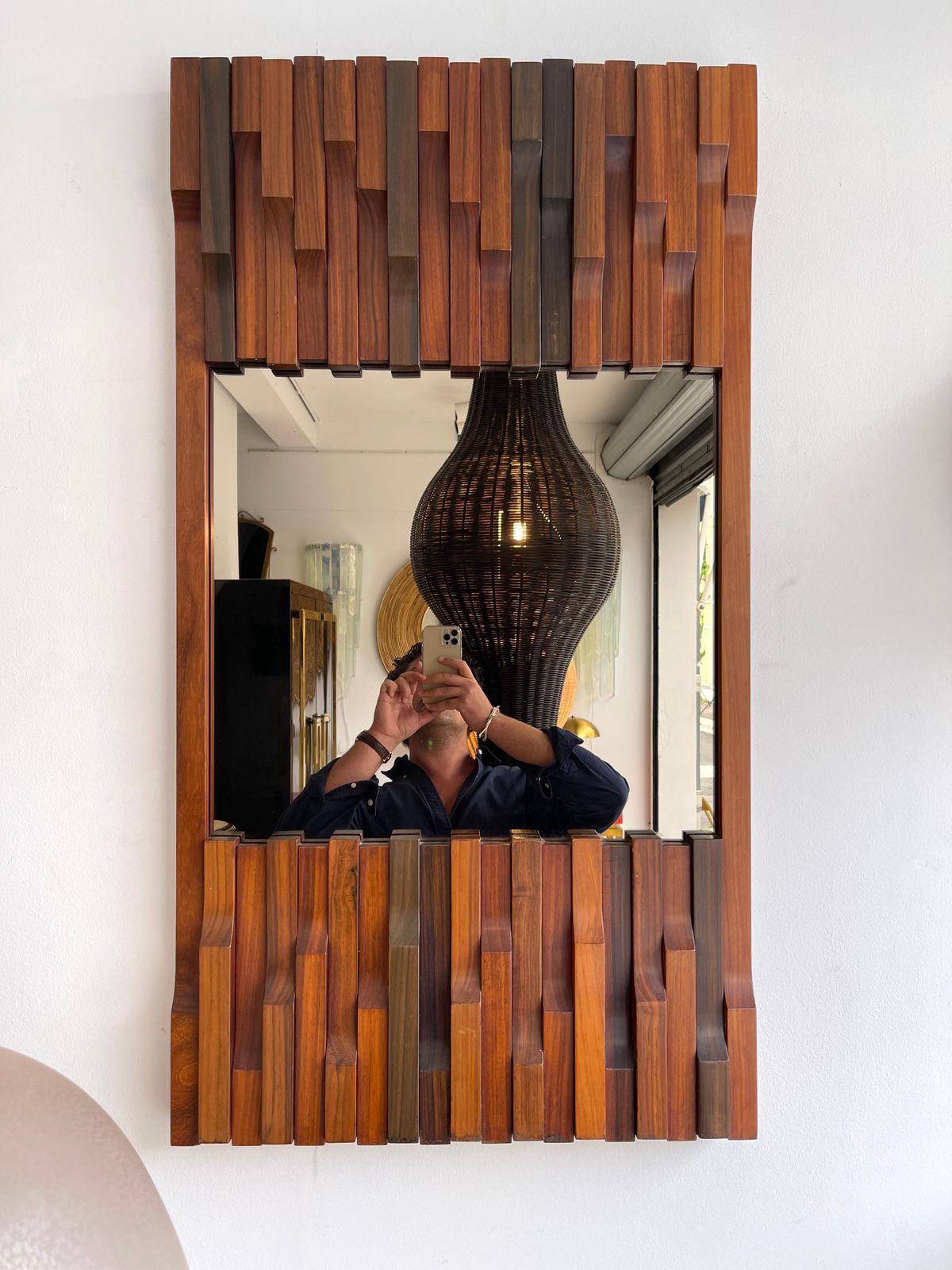 Wood Mirror By Luciano Frigerio. Italy, 1970s photo for sale