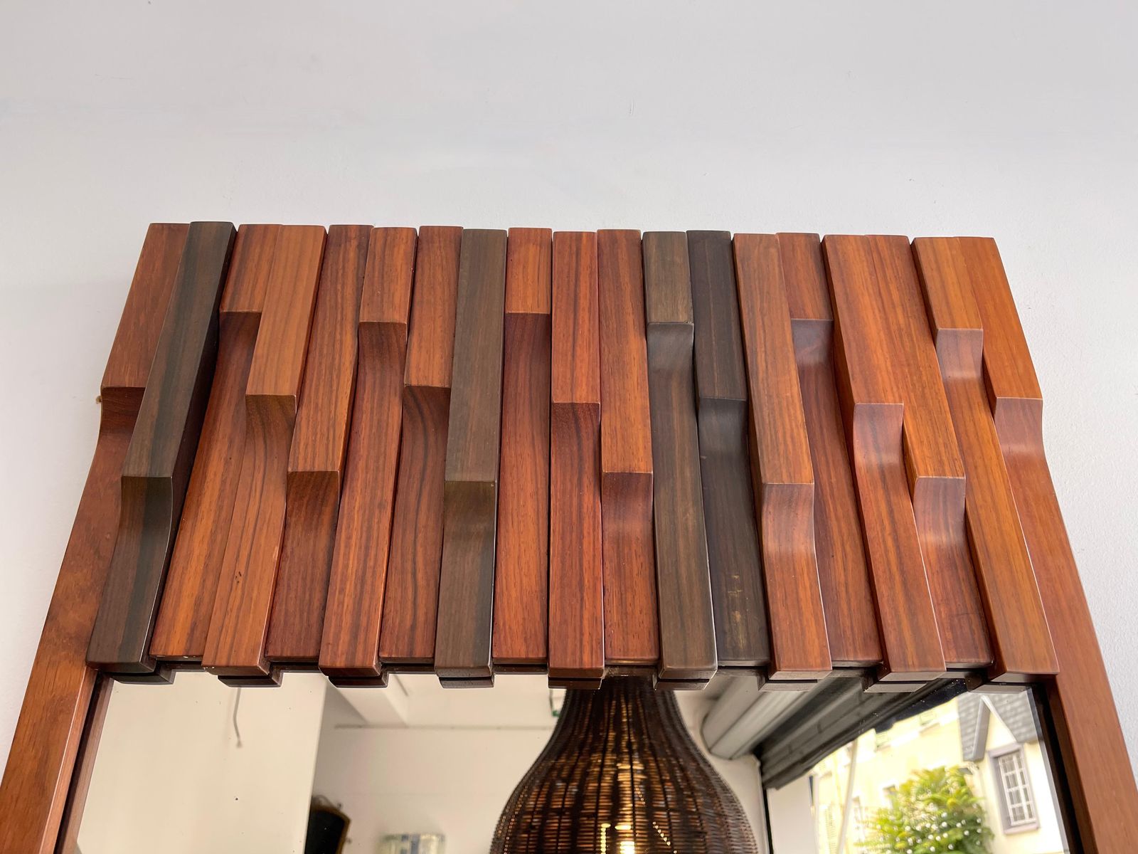 Wood Mirror By Luciano Frigerio. Italy, 1970s photo buy