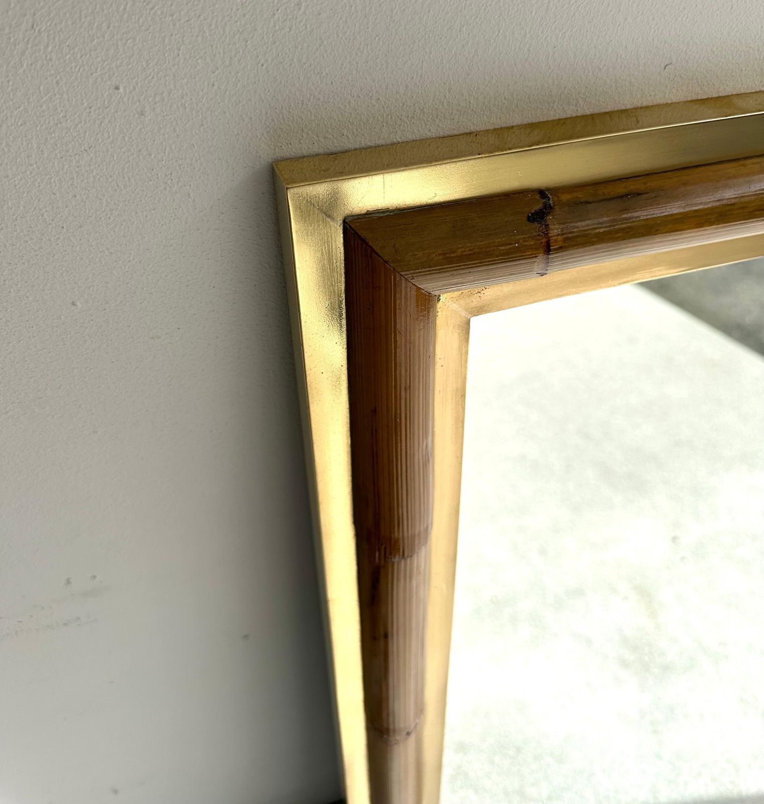 Brass And Bamboo Wall Mirror By Vivai Del Sud. Italy, 1970s photo vinterior