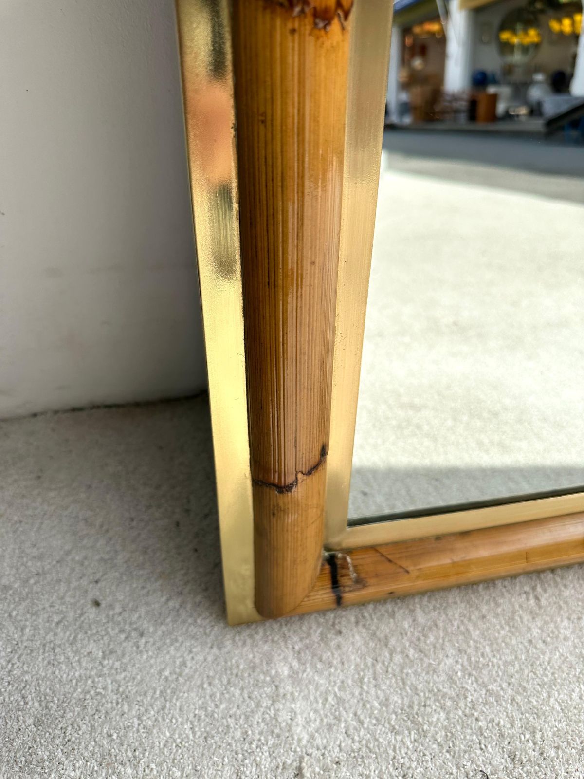 Brass And Bamboo Wall Mirror By Vivai Del Sud. Italy, 1970s photo buy