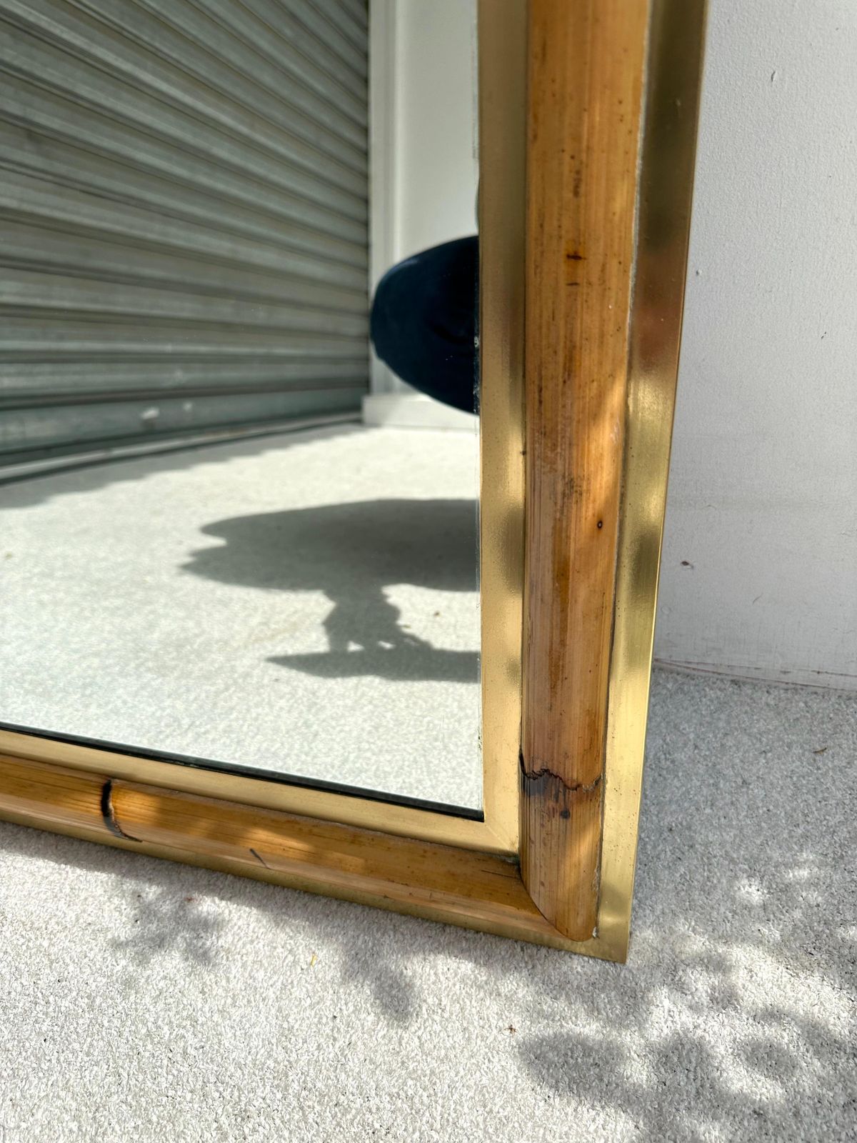 photo for sale Brass And Bamboo Wall Mirror By Vivai Del Sud. Italy, 1970s