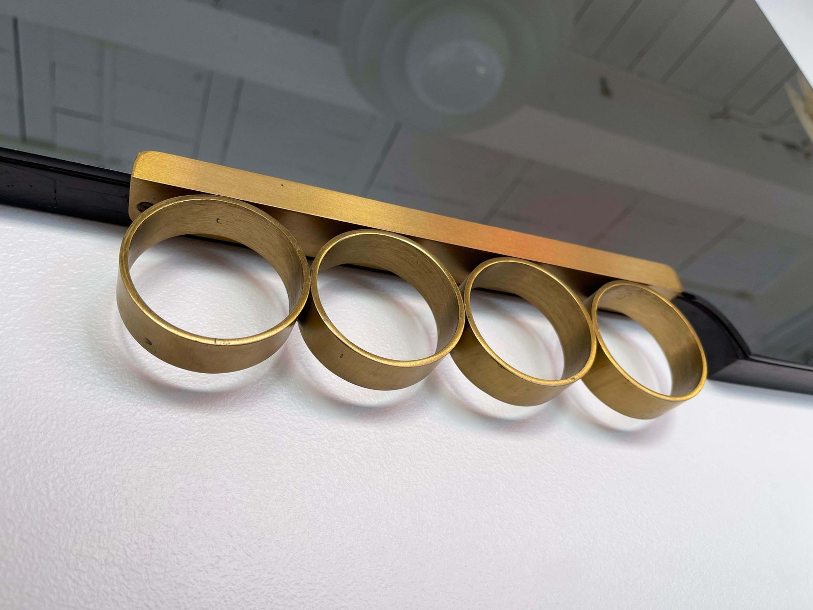 Home Decor Pair Of Mirrors Brass Disc Gray Tinted Glass By Modernindustria, Italy, 1970s photo