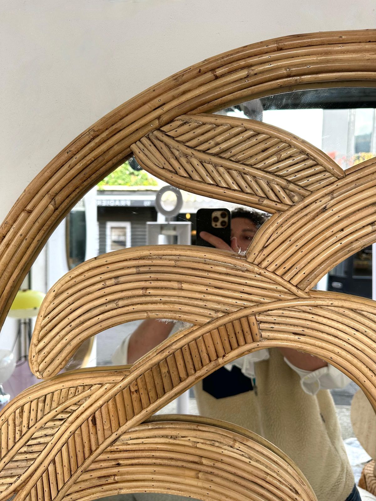 Rattan Palm Tree Mirror By Vivai Del Sud. Italy, 1970s photo Home Decor