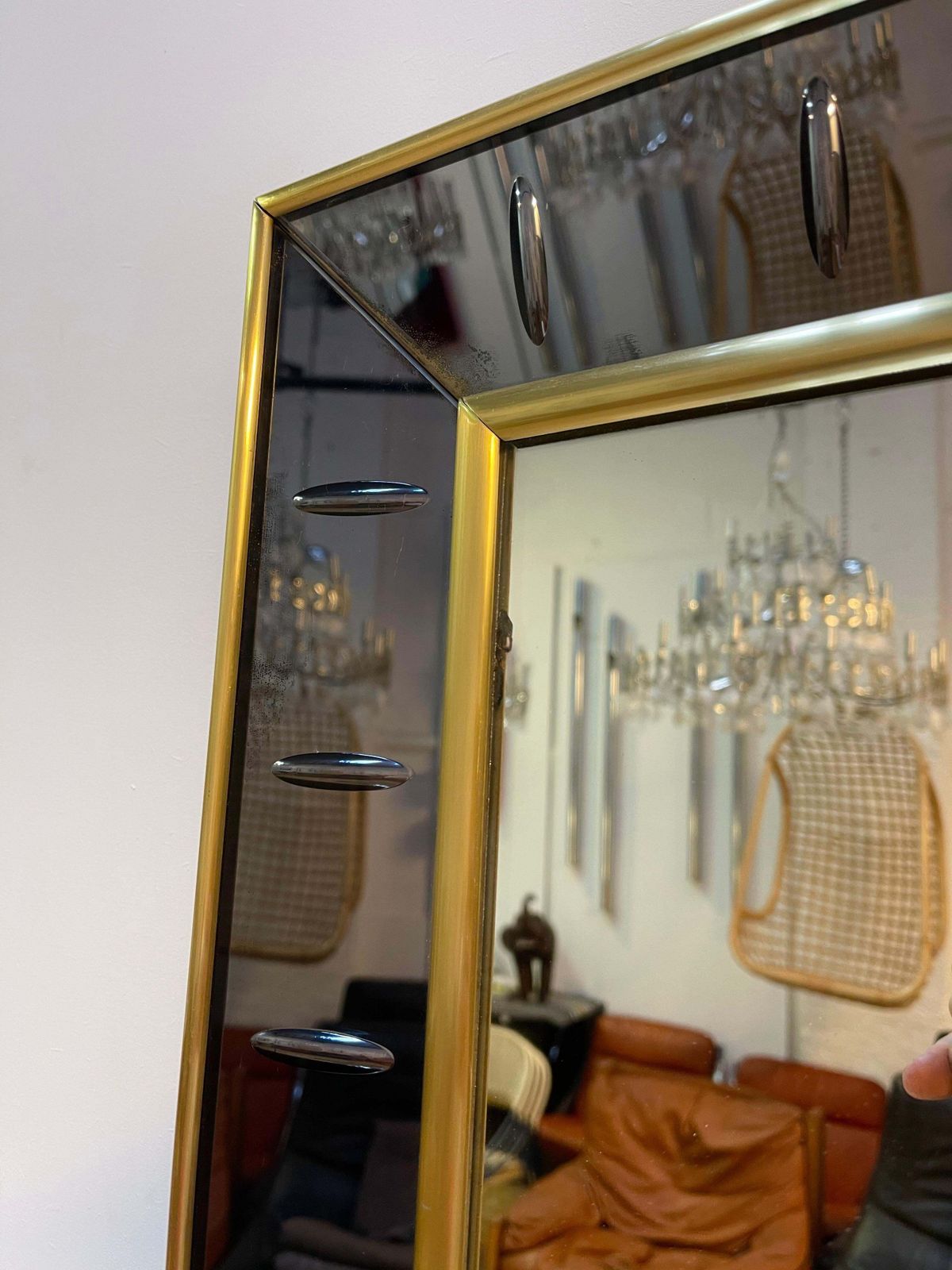 Mirror Console Glass And Brass By Cristal Art, Italy, 1960s photo for sale