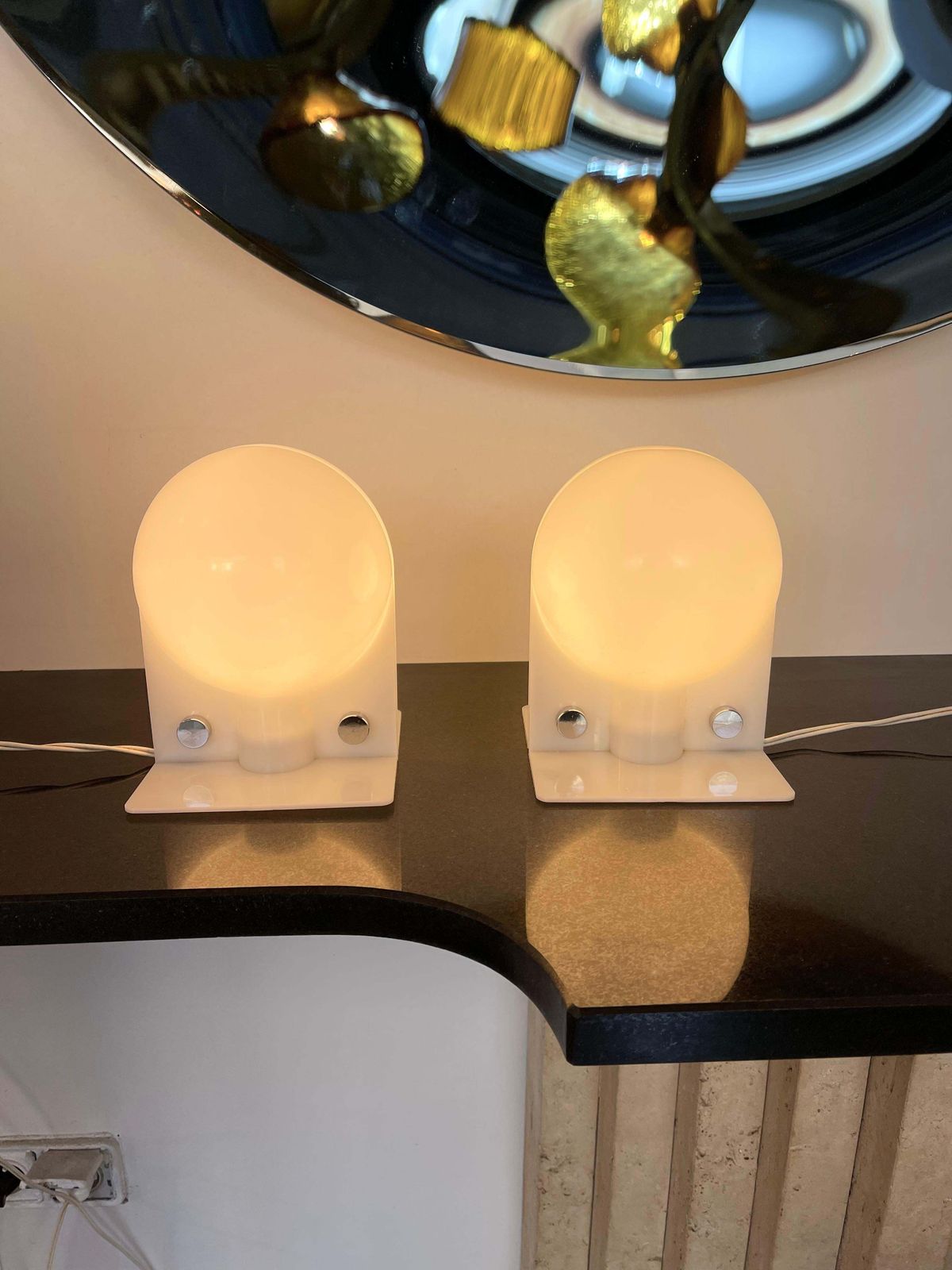 Pair Of Lucite Lamps Sirio By Brazzoni Lampa For Harvey Guzzini. Italy, 1970s photo Lighting