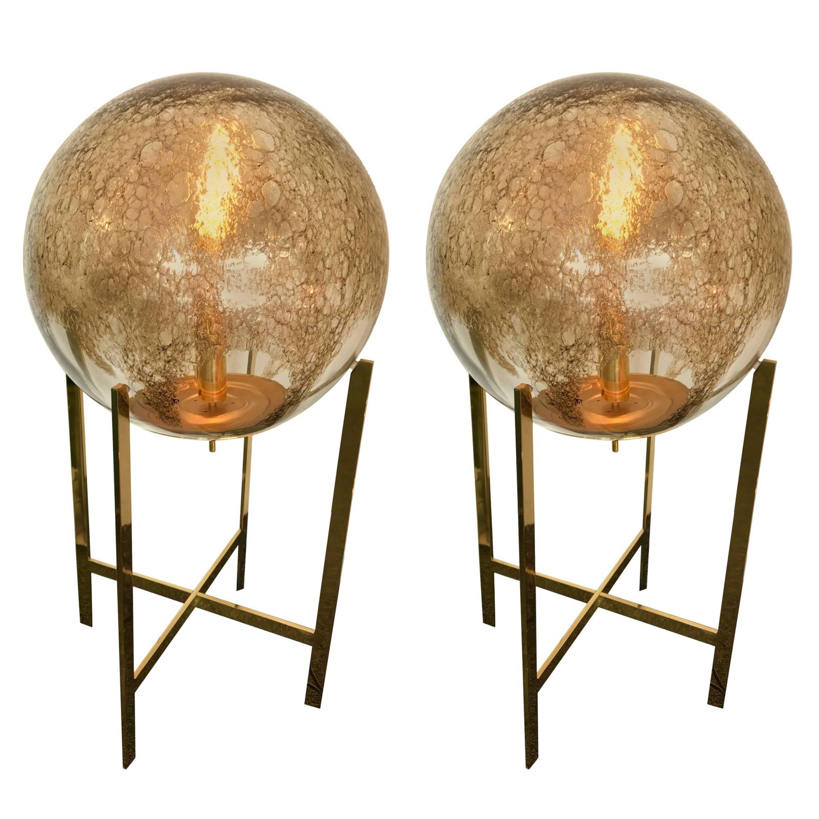 Brass Floor Lamps By La Murrina Murano Glass, Italy, 1990s