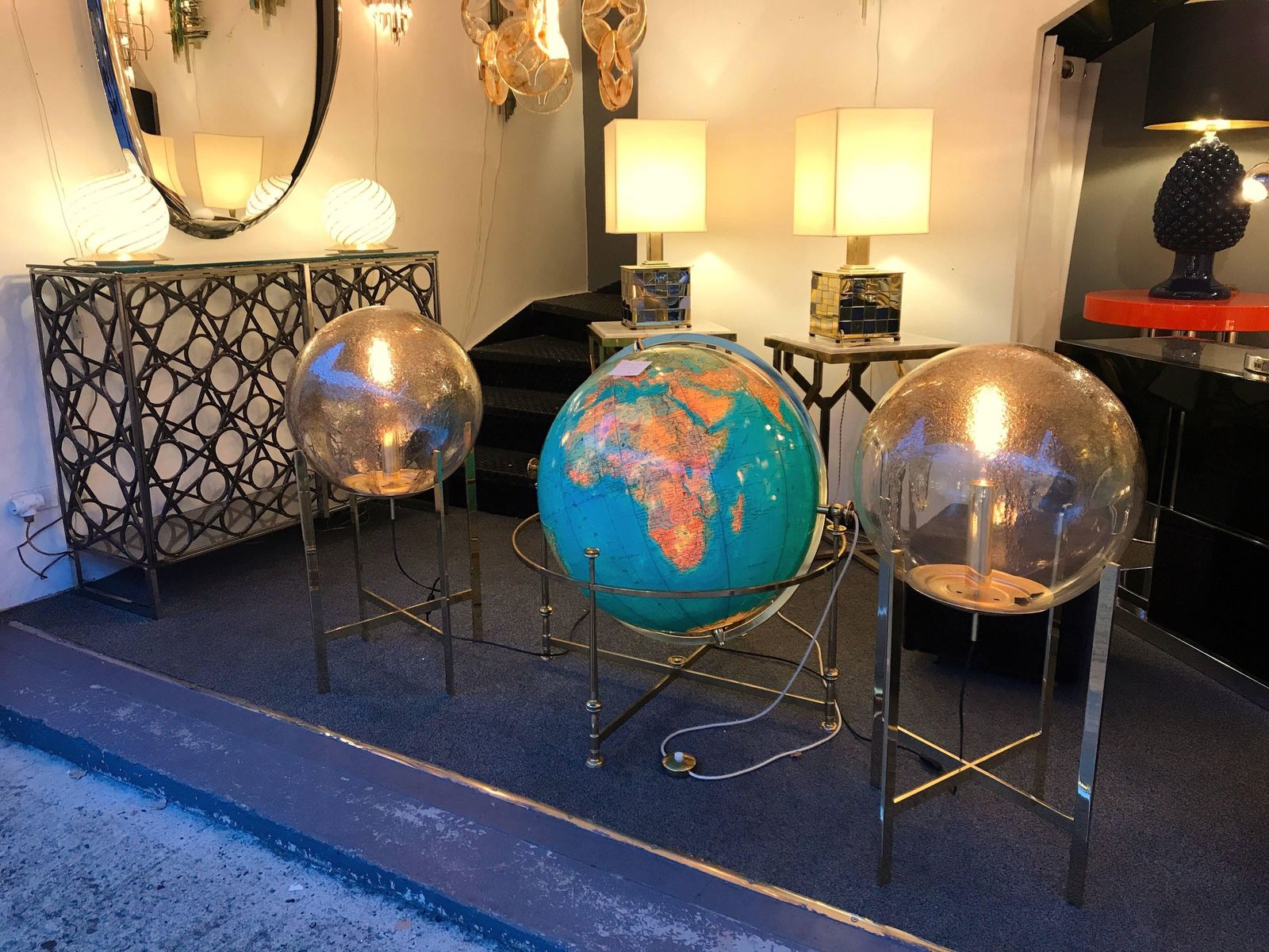 Brass Floor Lamps By La Murrina Murano Glass, Italy, 1990s photo vintage
