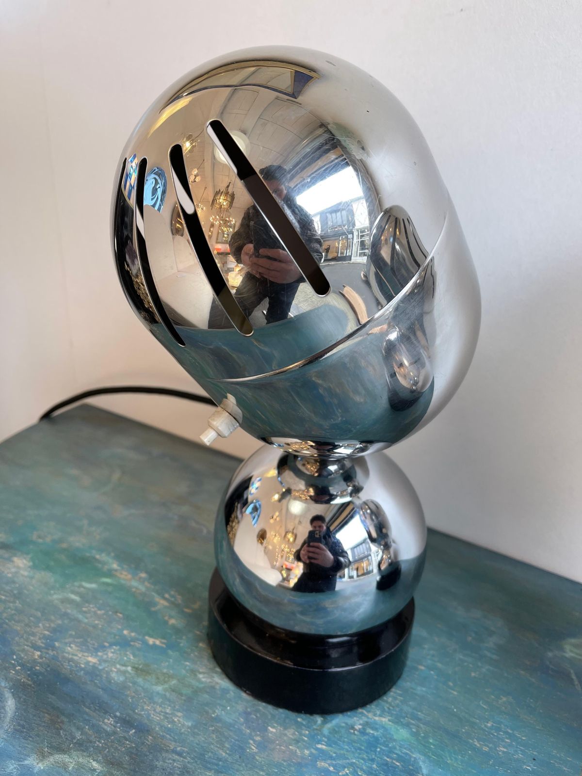 Lighting Pair Of Space Age Metal Chrome Lamps By Reggiani, Italy, 1970s photo