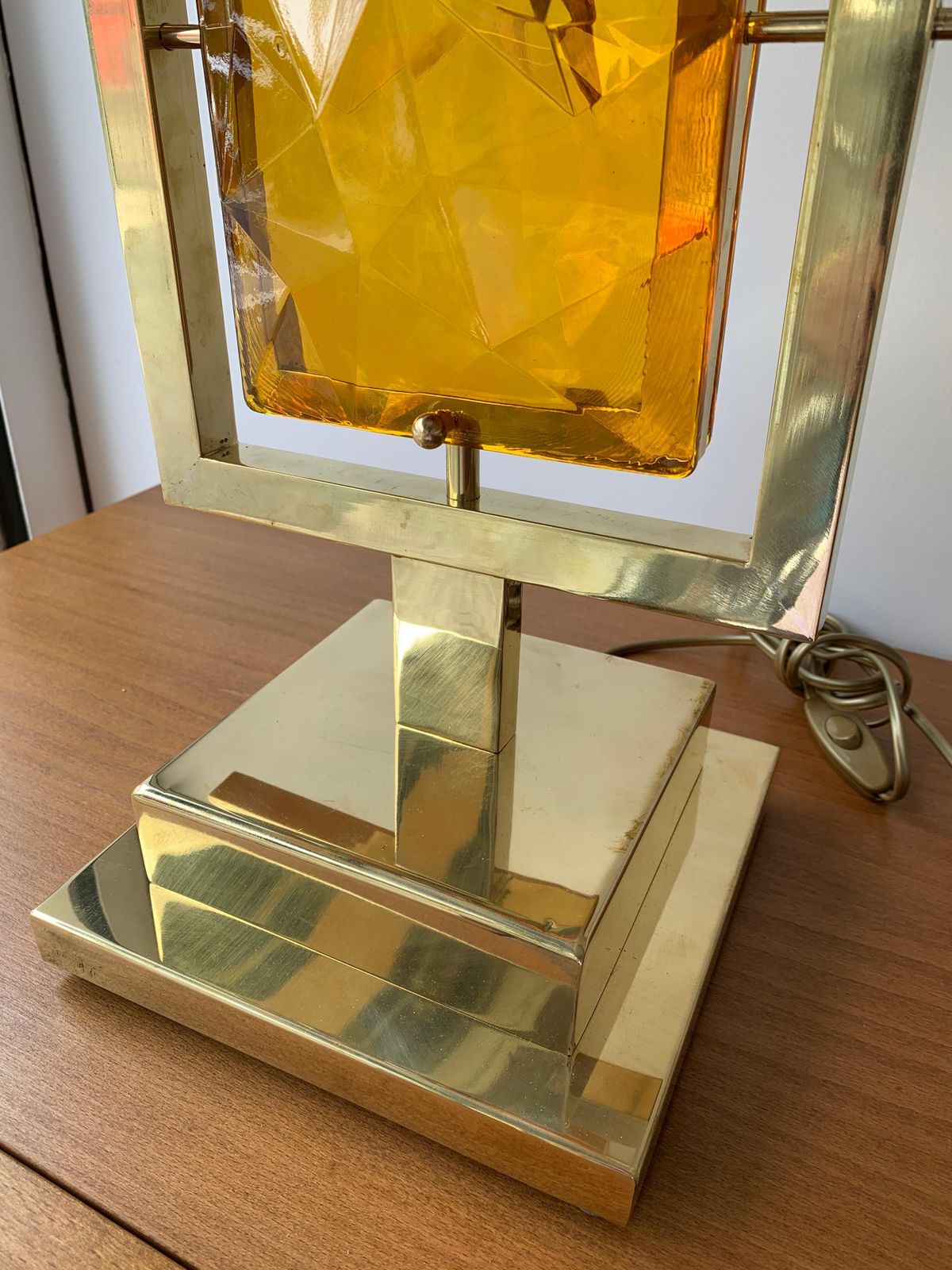 Contemporary Pair Of Brass Lamps Murano Glass, Italy photo buy
